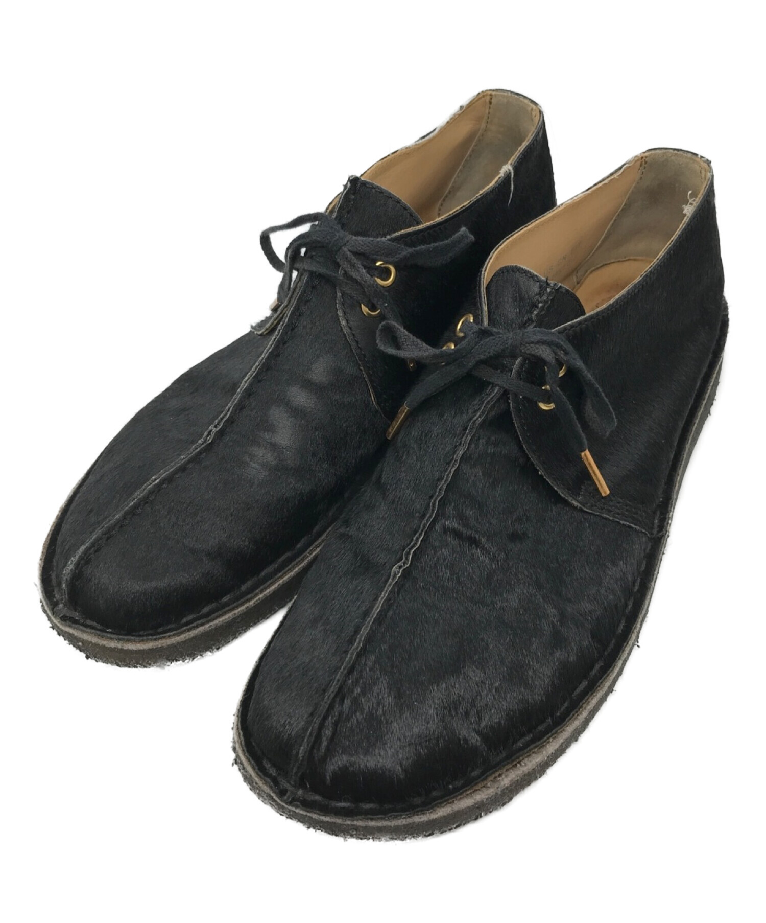 中古・古着通販】CLARKS (クラークス) ハラコデザートブーツ ブラック