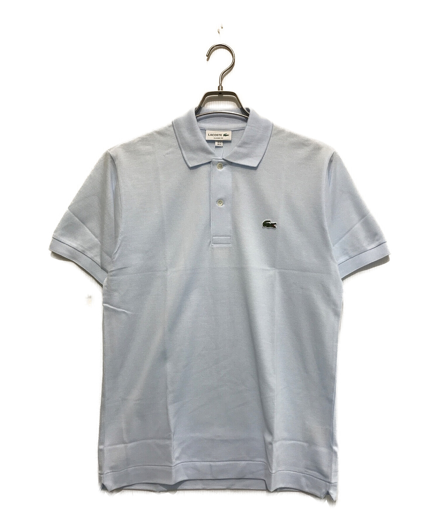 LACOSTEワンポイント刺繍ワニロゴ鹿の子ポロシャツ半袖42白ゴルフ