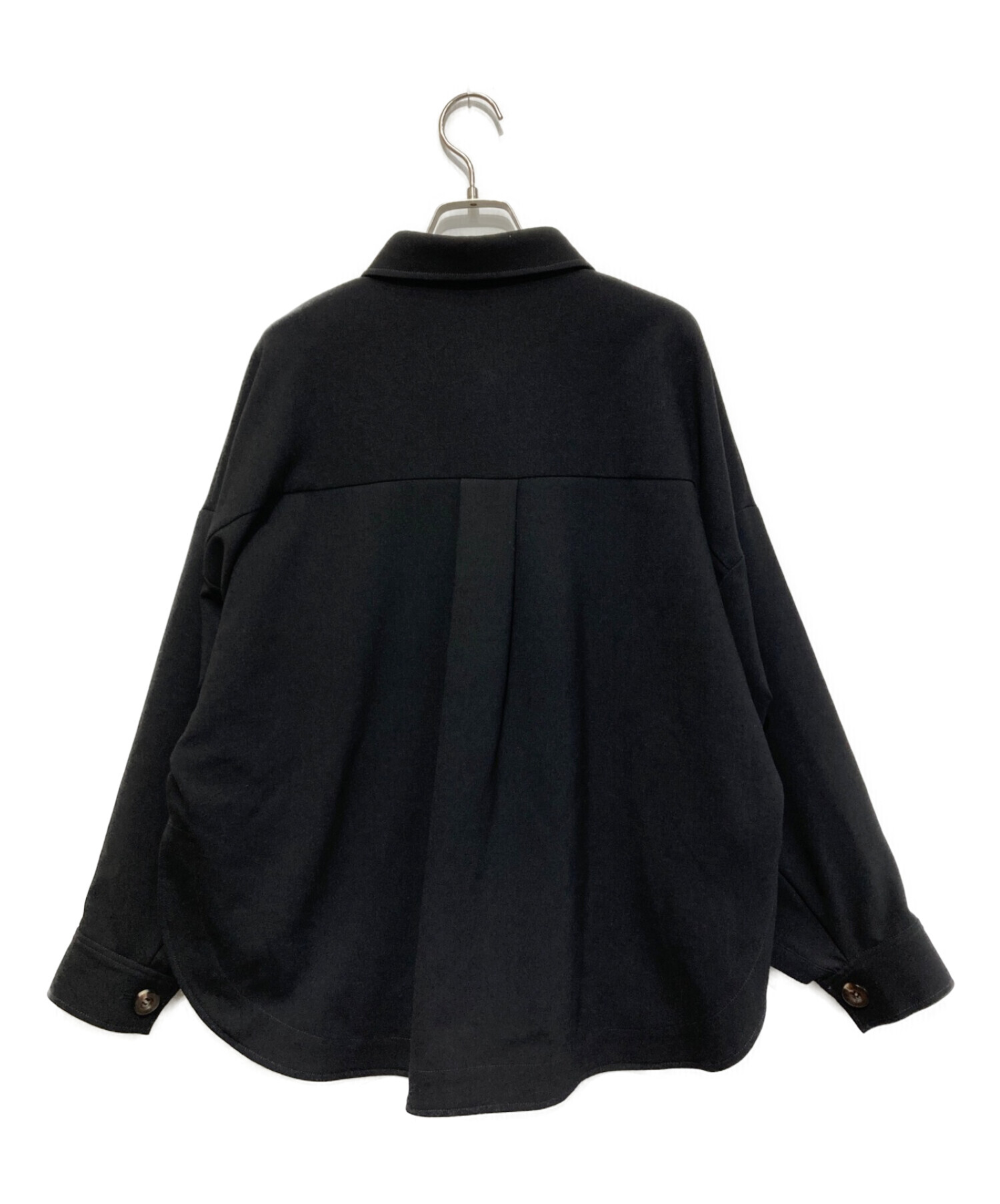 ENFOLD (エンフォルド) ダブルクロスシャツ ブラック サイズ:SIZE 36