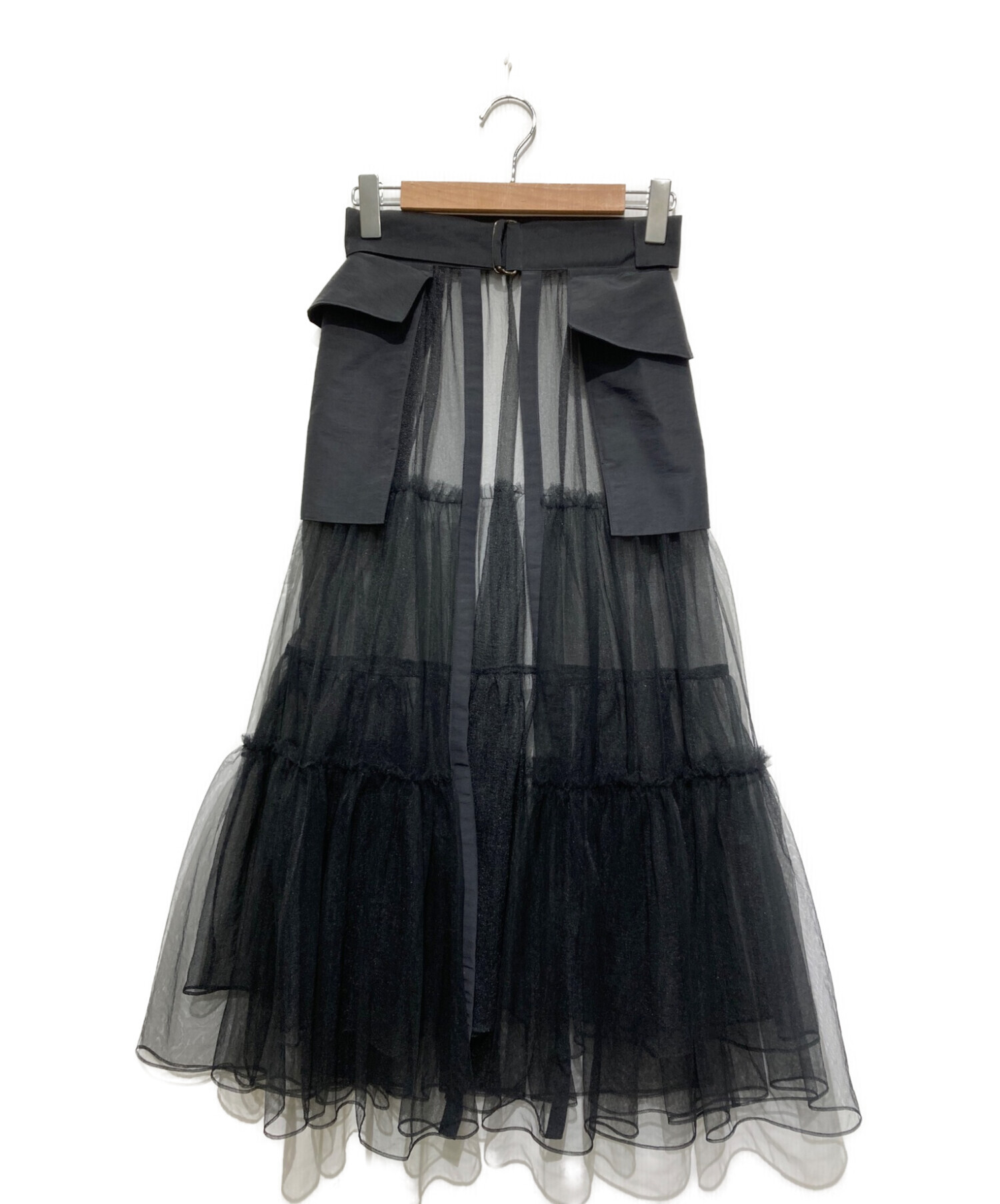 MAISON SPECIAL (メゾンスペシャル) Tulle Tiered Belt Skirt ブラック サイズ:SIZE FREE