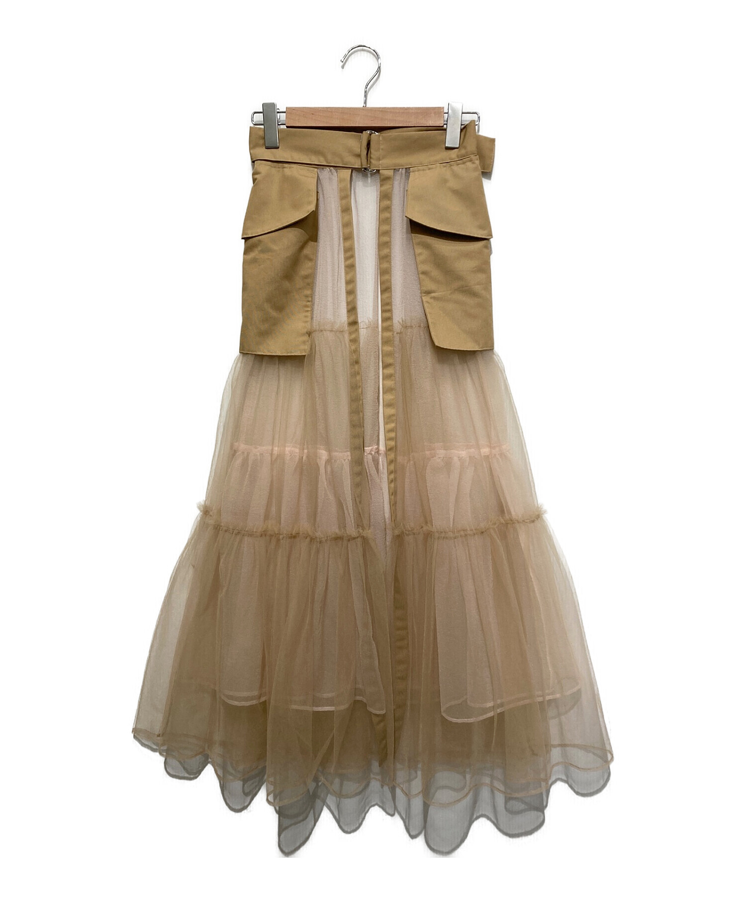 MAISON SPECIAL (メゾンスペシャル) Tulle Tiered Belt Skirt ベージュ サイズ:SIZE FREE