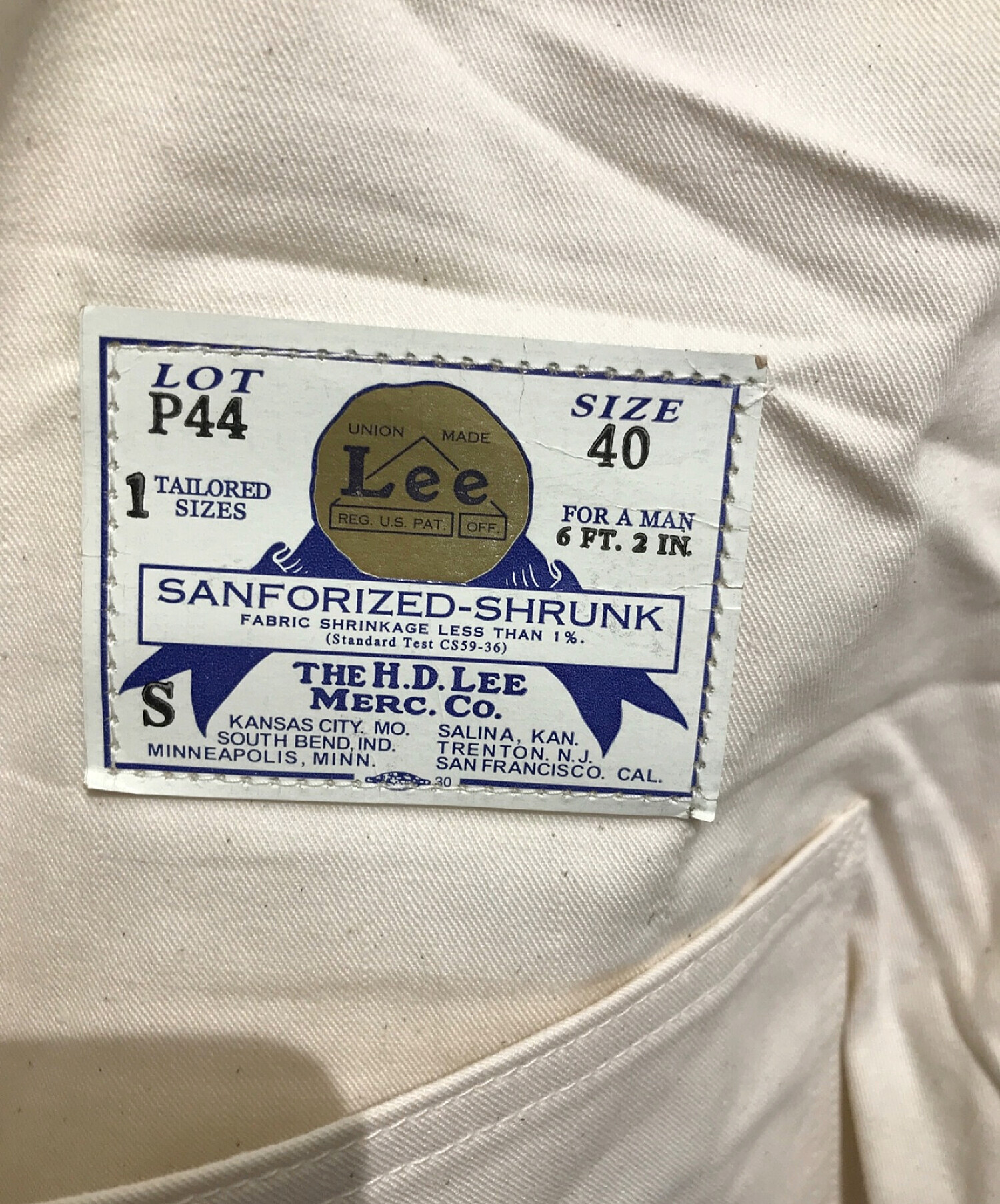 中古・古着通販】LEE (リー) 40'ｓ復刻オーバーオール アイボリー