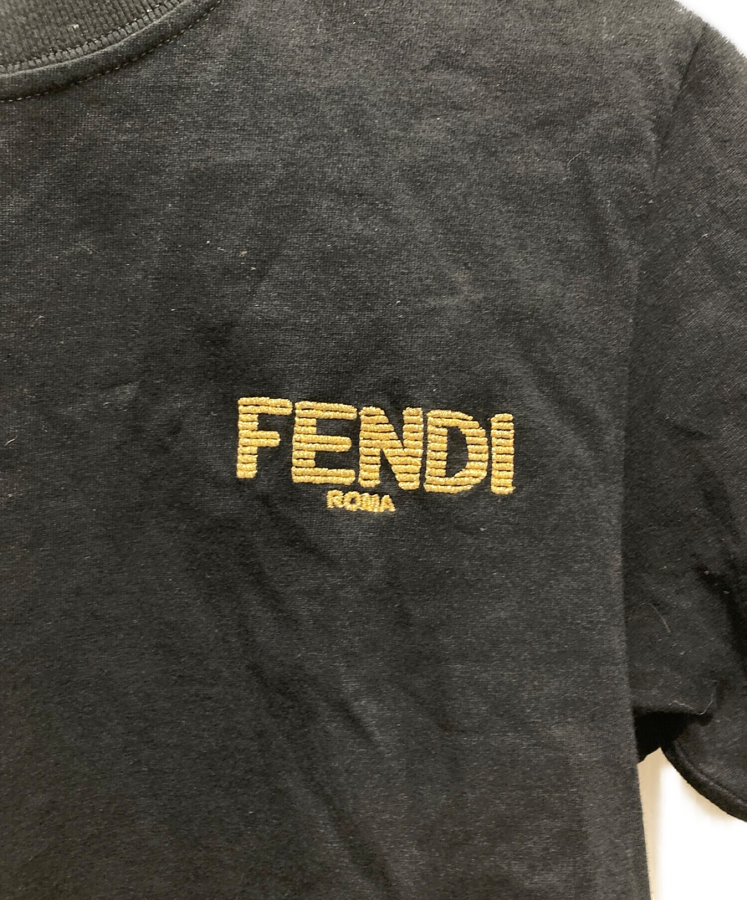 中古・古着通販】FENDI (フェンディ) 刺繍ロゴTシャツ ブラック サイズ