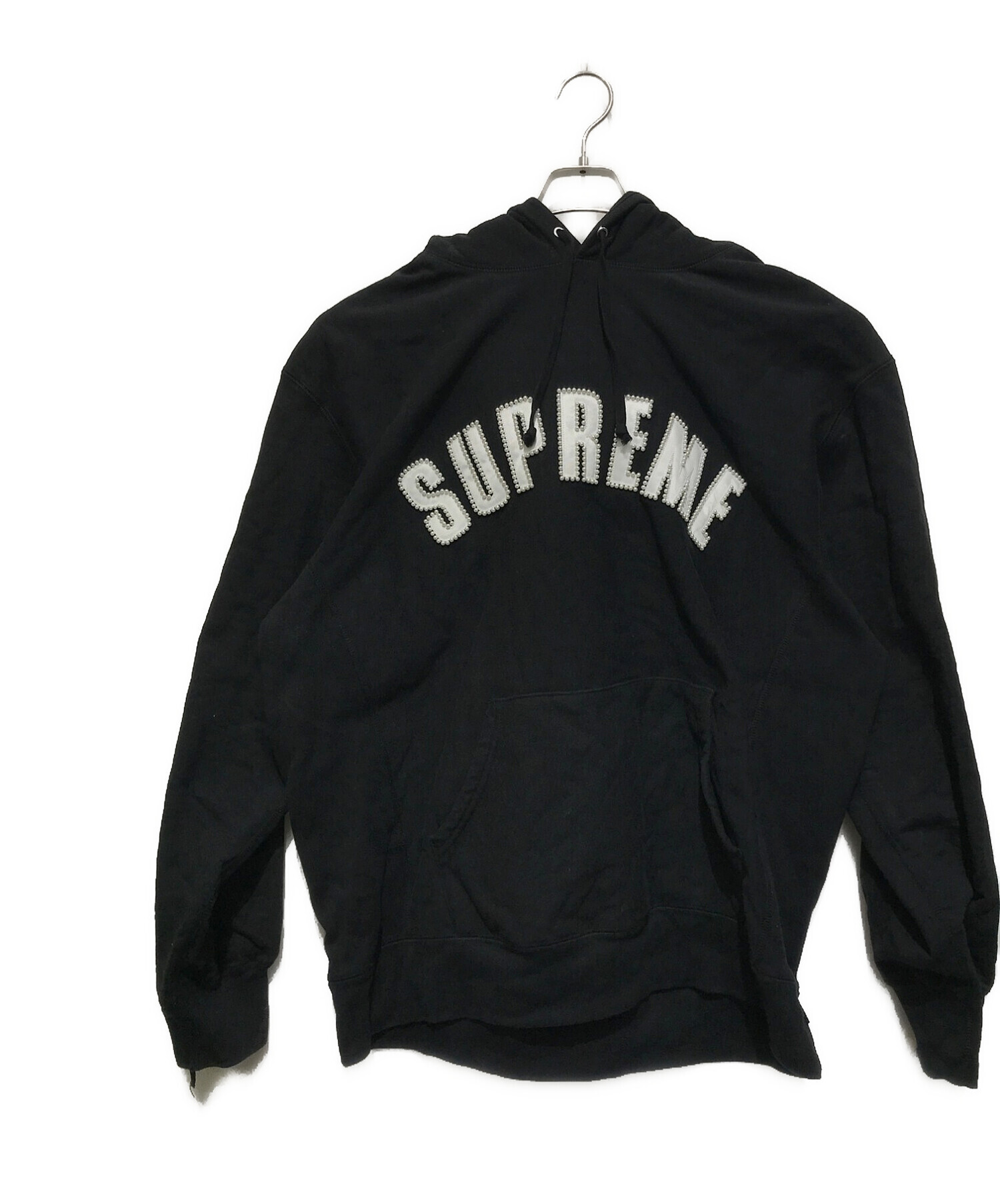 Supreme (シュプリーム) Pearl Logo Hooded Sweatshirt ホワイト×ブラック サイズ:SIZE XL