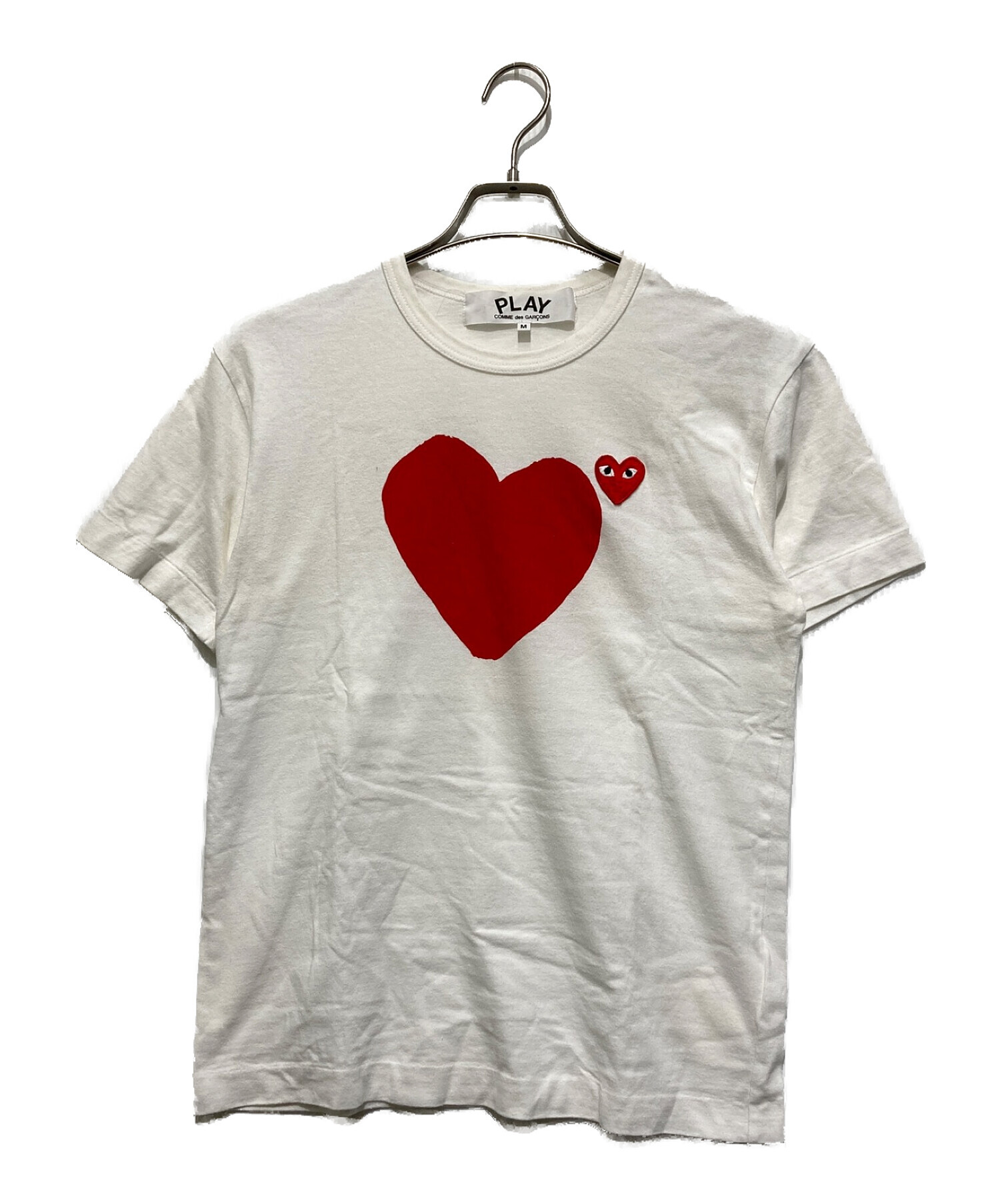 PLAY COMME des GARCONS (プレイ コムデギャルソン) ハートプリントTシャツ ホワイト サイズ:M