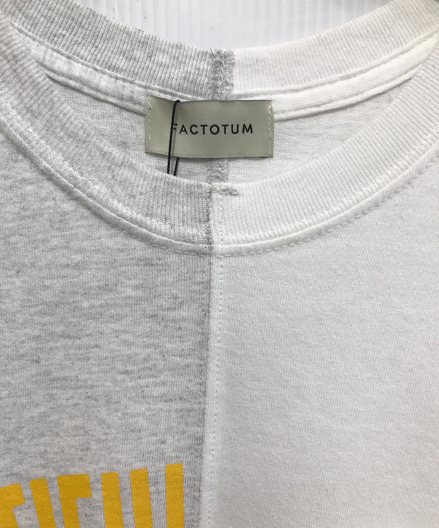 FACTOTUM (ファクトタム) ポケットプリントTシャツ ホワイト×グレー サイズ:48 未使用品