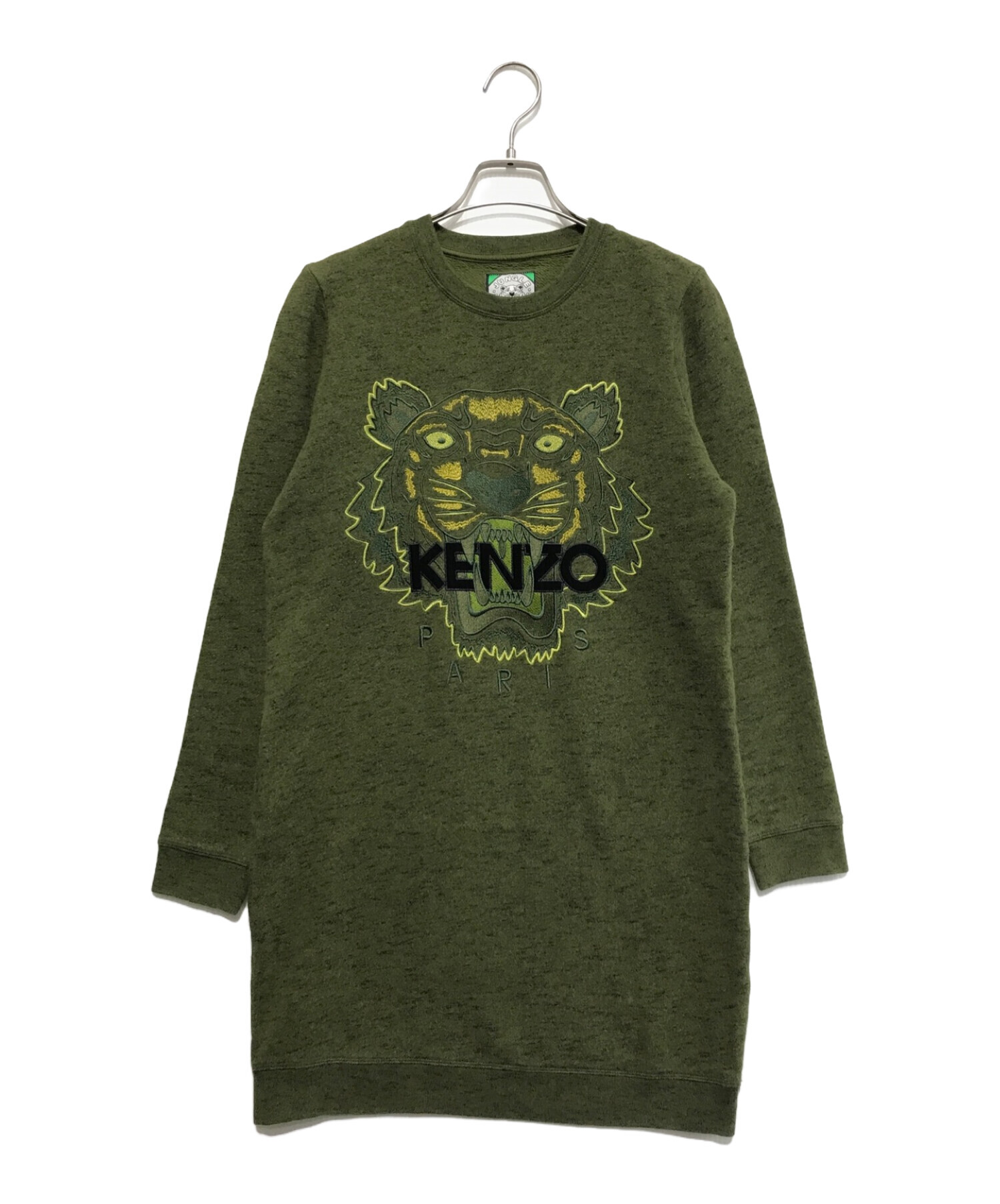 KENZO (ケンゾー) タイガーフェイスロングスウェットワンピース オリーブ サイズ:S