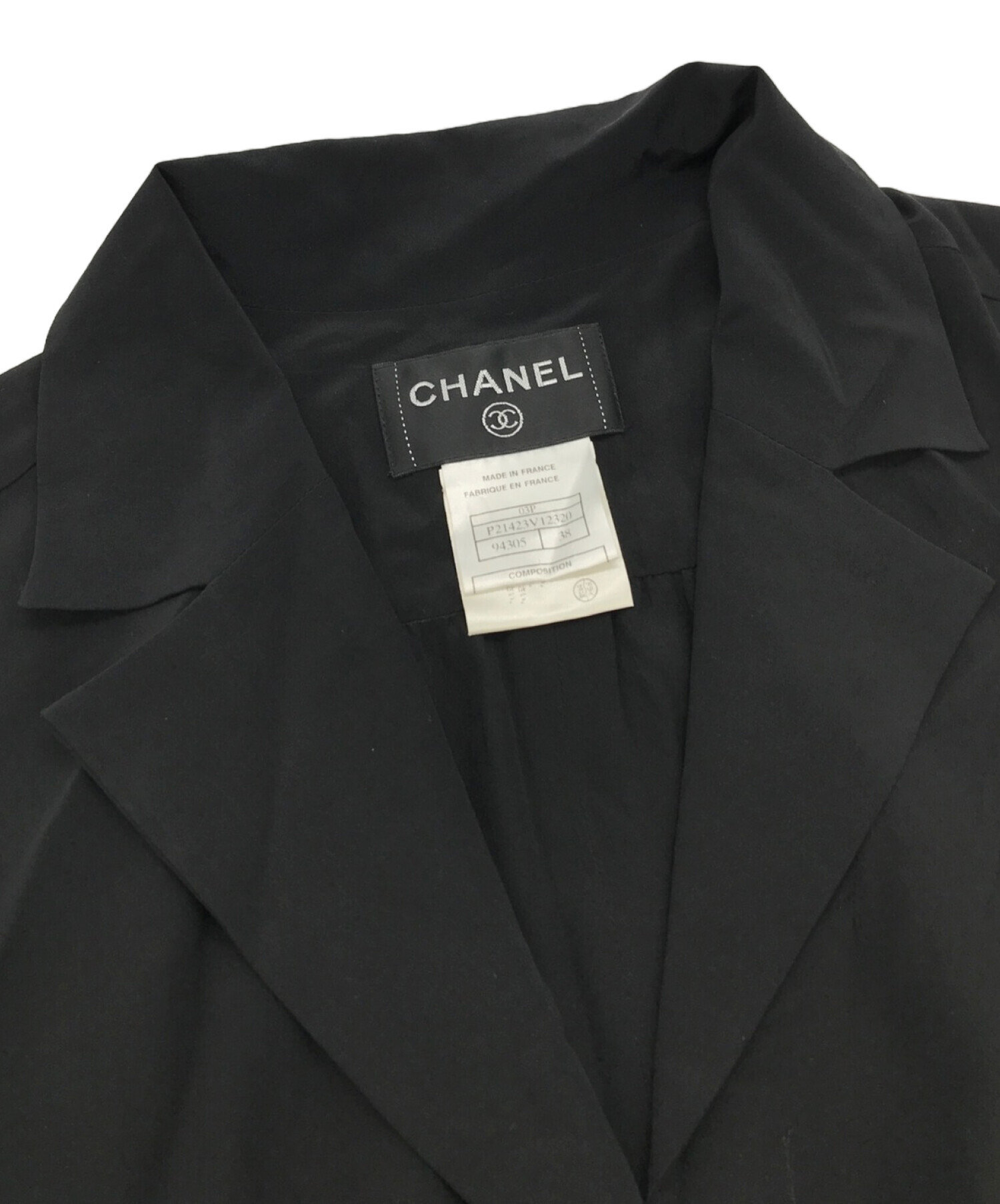 CHANEL (シャネル) ノースリーブシルクブラウス ブラック サイズ:38