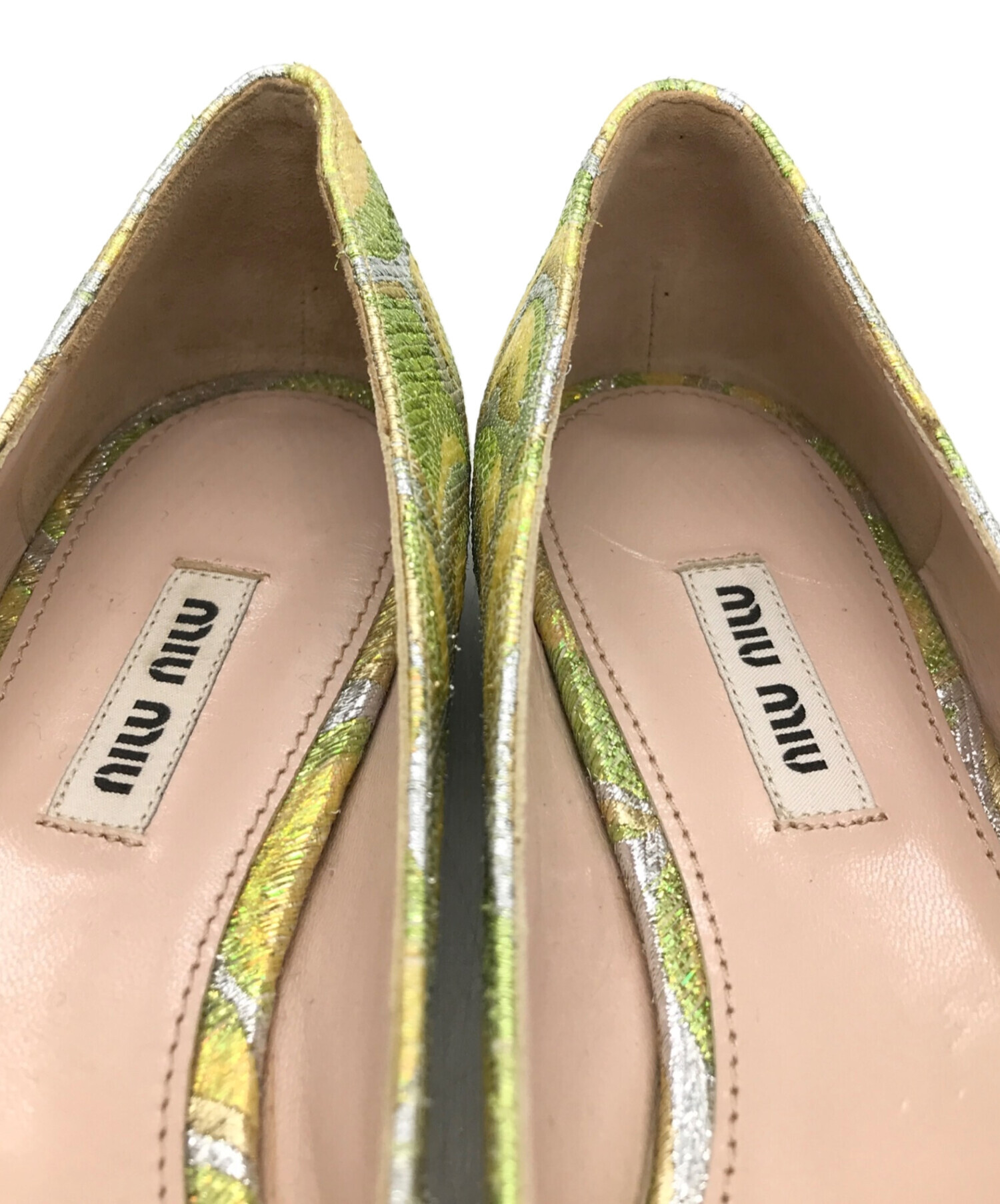 中古・古着通販】MIU MIU (ミュウミュウ) フラットリボンパンプス イエロー×グリーン サイズ:36 1/2｜ブランド・古着通販  トレファク公式【TREFAC FASHION】スマホサイト