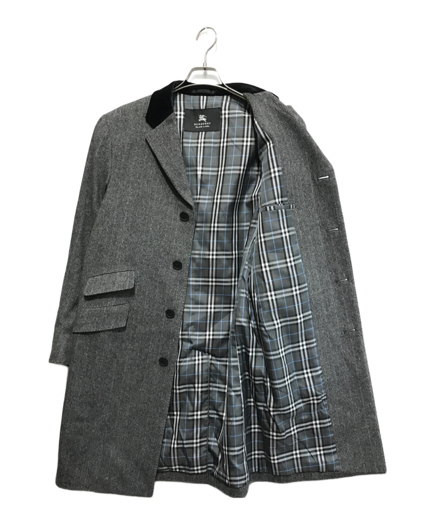 BURBERRY BLACK LABEL (バーバリーブラックレーベル) ウールチェスターコート グレー サイズ:M