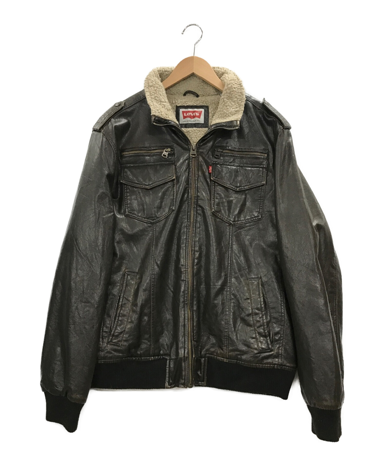 LEVI'S (リーバイス) 内ボアFレザージャケット ブラウン サイズ:SIZE L