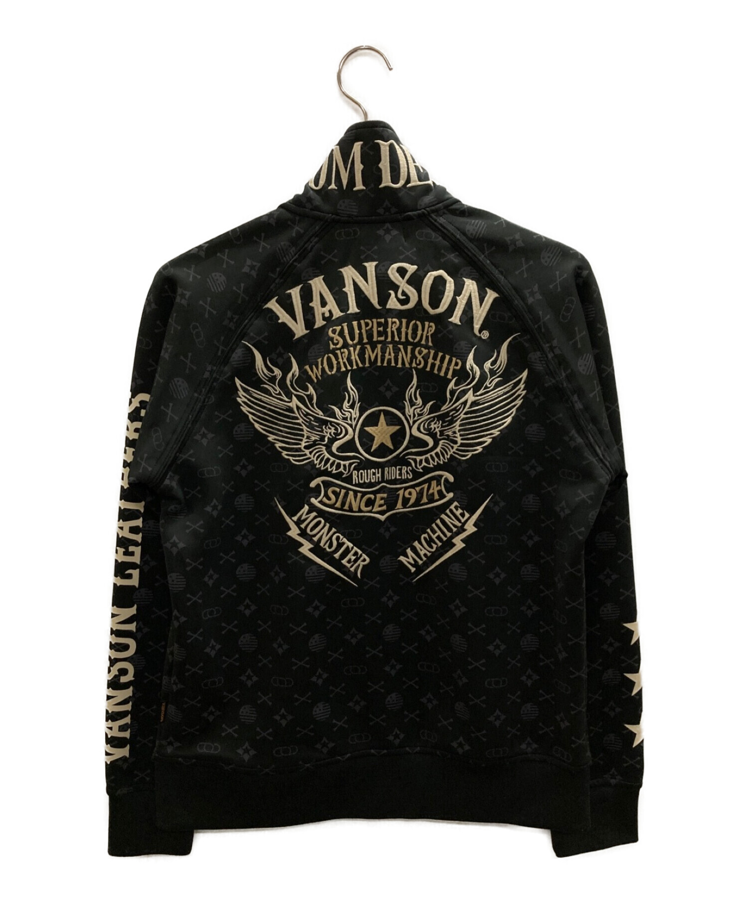 VANSON (バンソン) モノグラム柄トラックジャケット ブラック サイズ:M