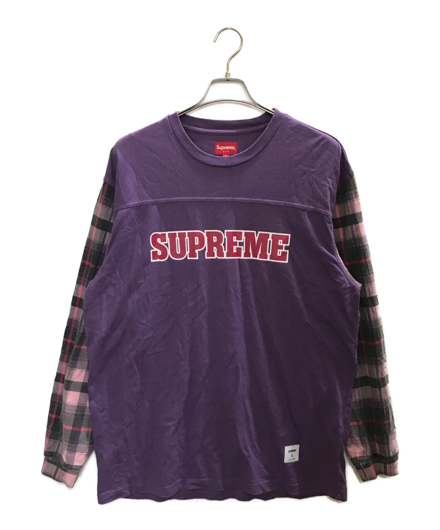 SUPREME (シュプリーム) Plaid Sleeve L/S パープル サイズ:L