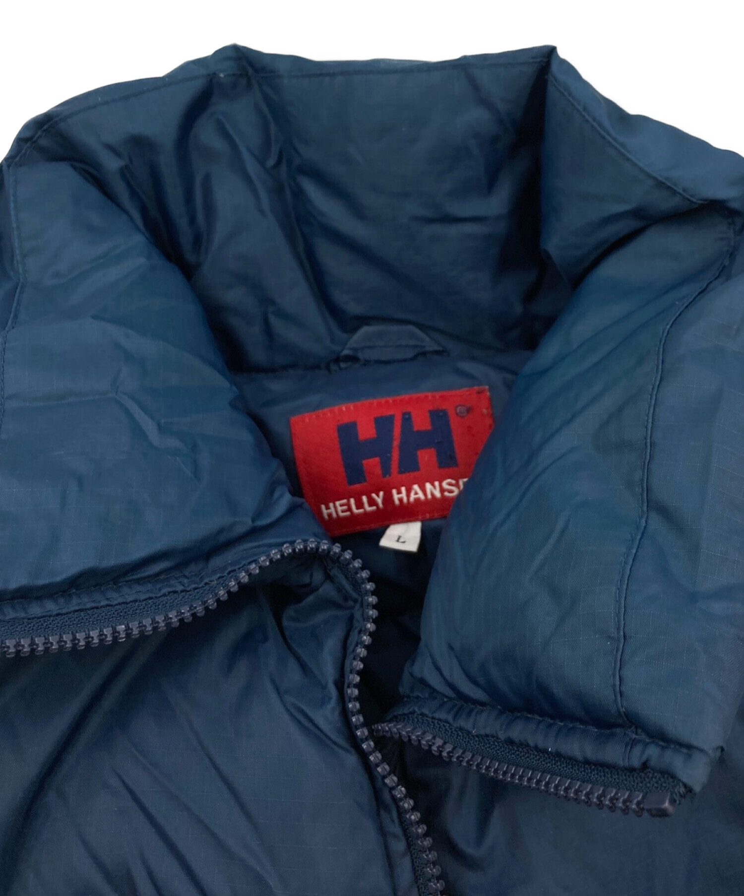 HELLY HANSEN (ヘリーハンセン) ロゴ刺繍ヴィンテージダウンジャケット ネイビー サイズ:L