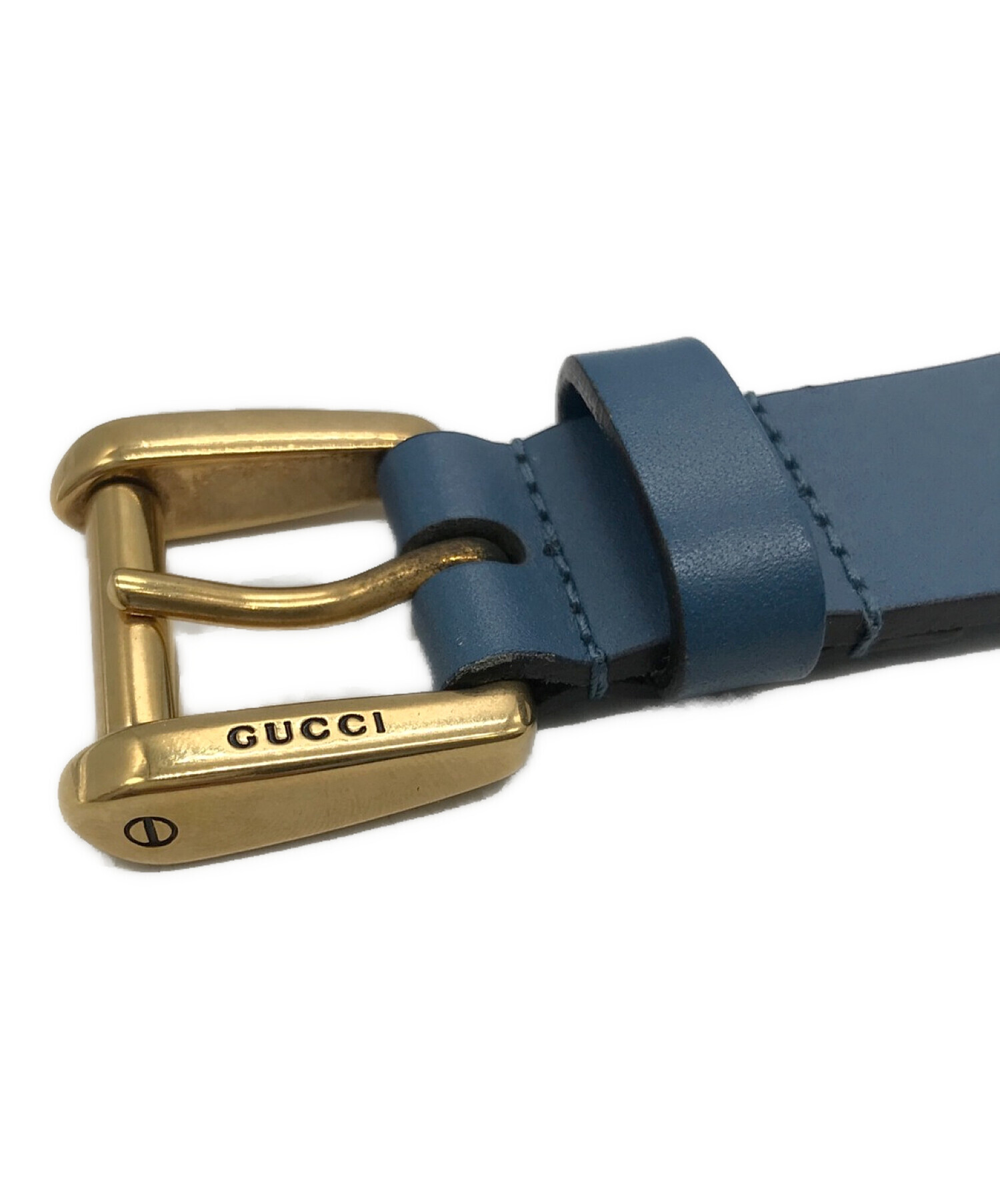 中古・古着通販】GUCCI (グッチ) レザーベルト ブルー サイズ:95