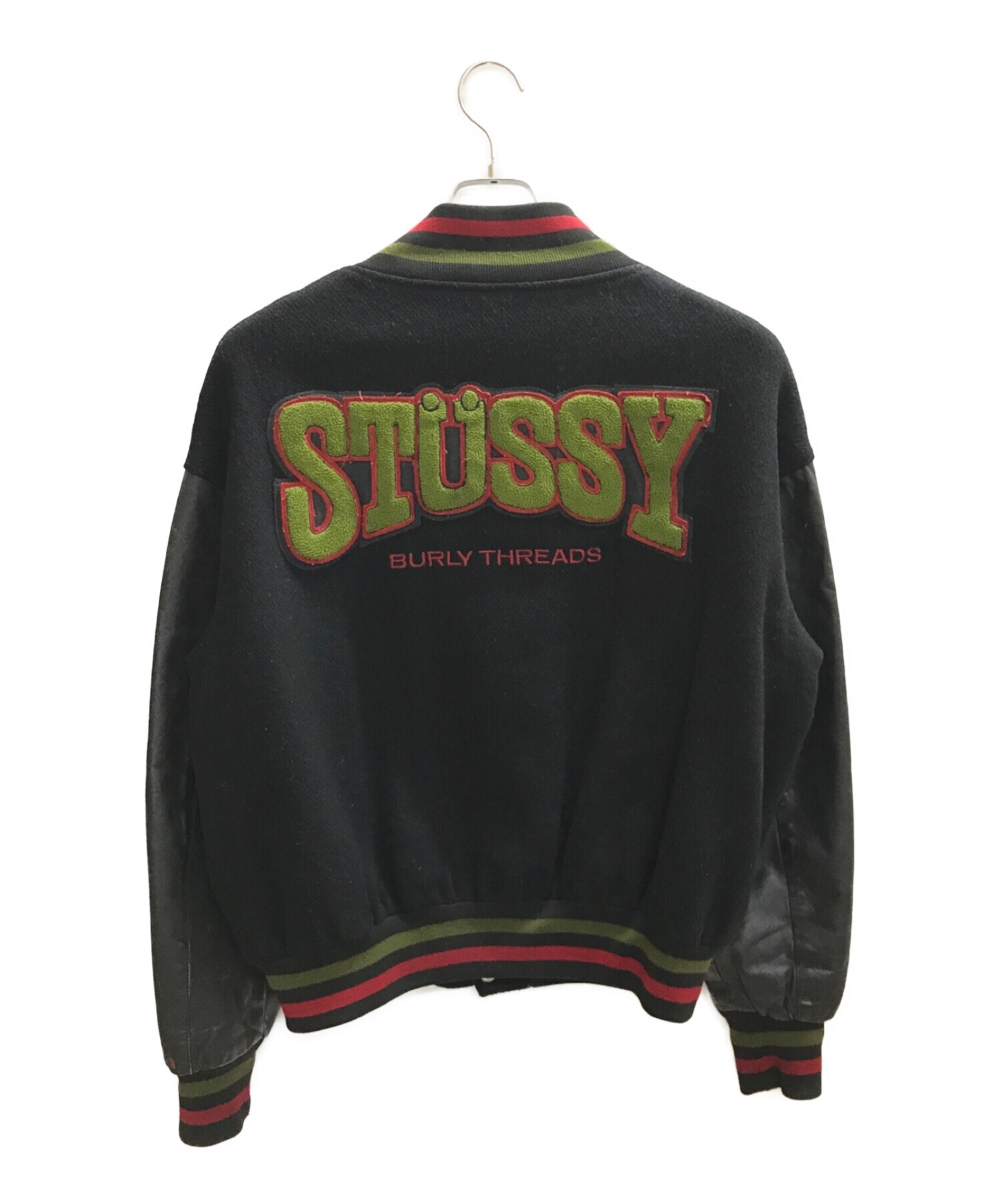 09SS STUSSY × Reas スウェットスタジャン XL 刺繍 ブラック-