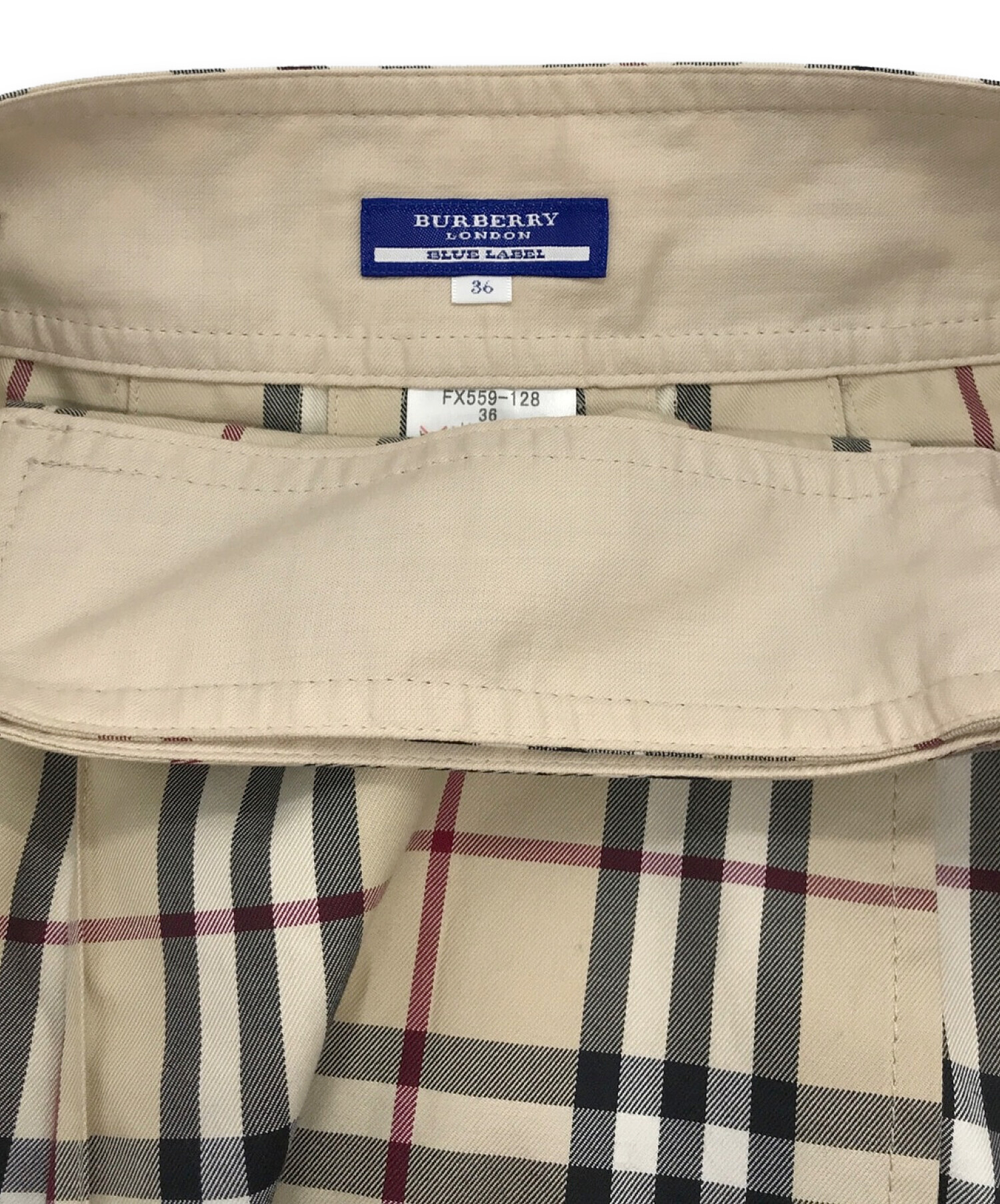 BURBERRY BLUE LABEL (バーバリーブルーレーベル) チェックスカート ベージュ サイズ:36