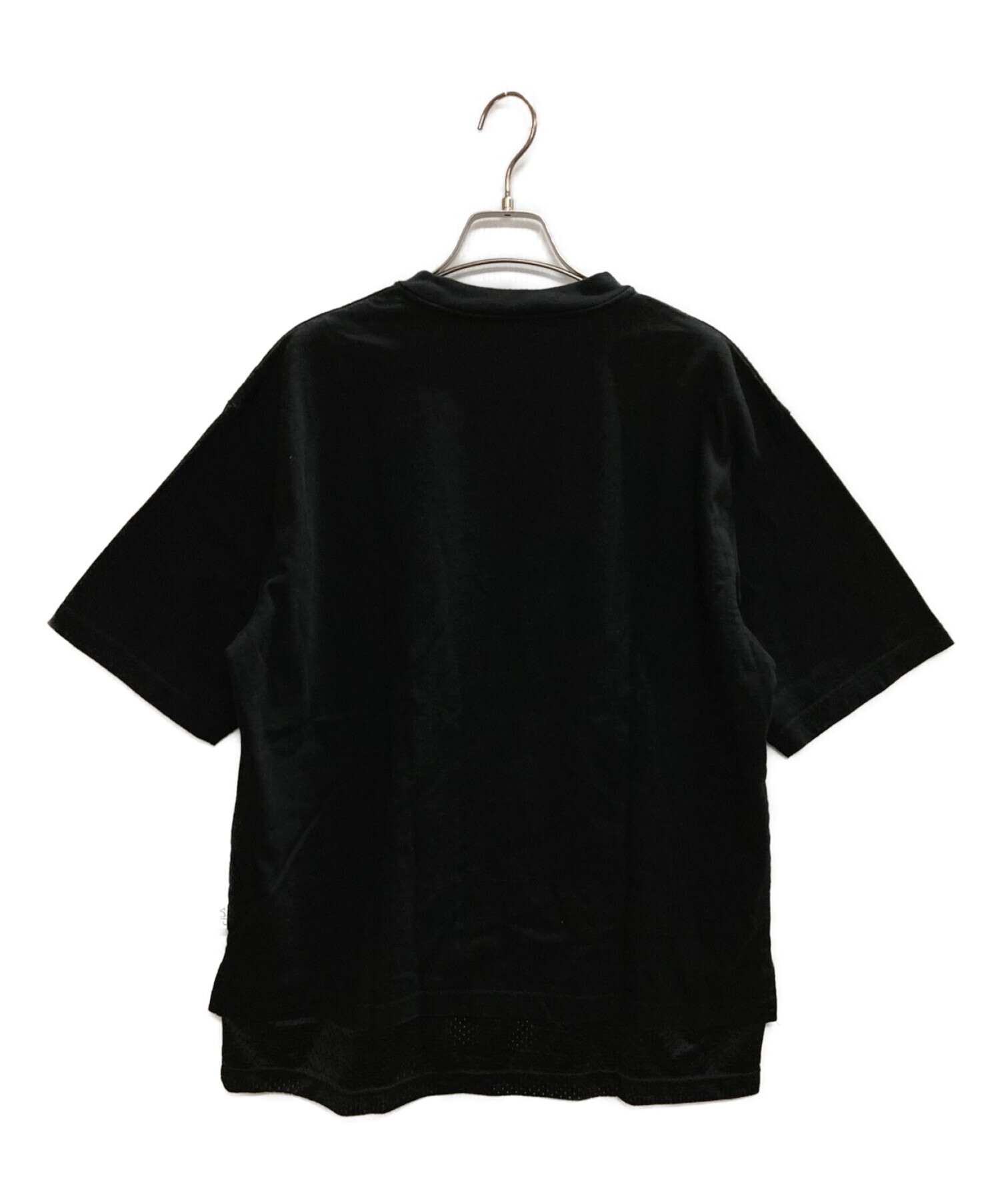 N゜21×FILA (ヌメロヴェントゥーノ×フィラ) プリントメッシュ切替Tシャツ ブラック サイズ:Ｍ