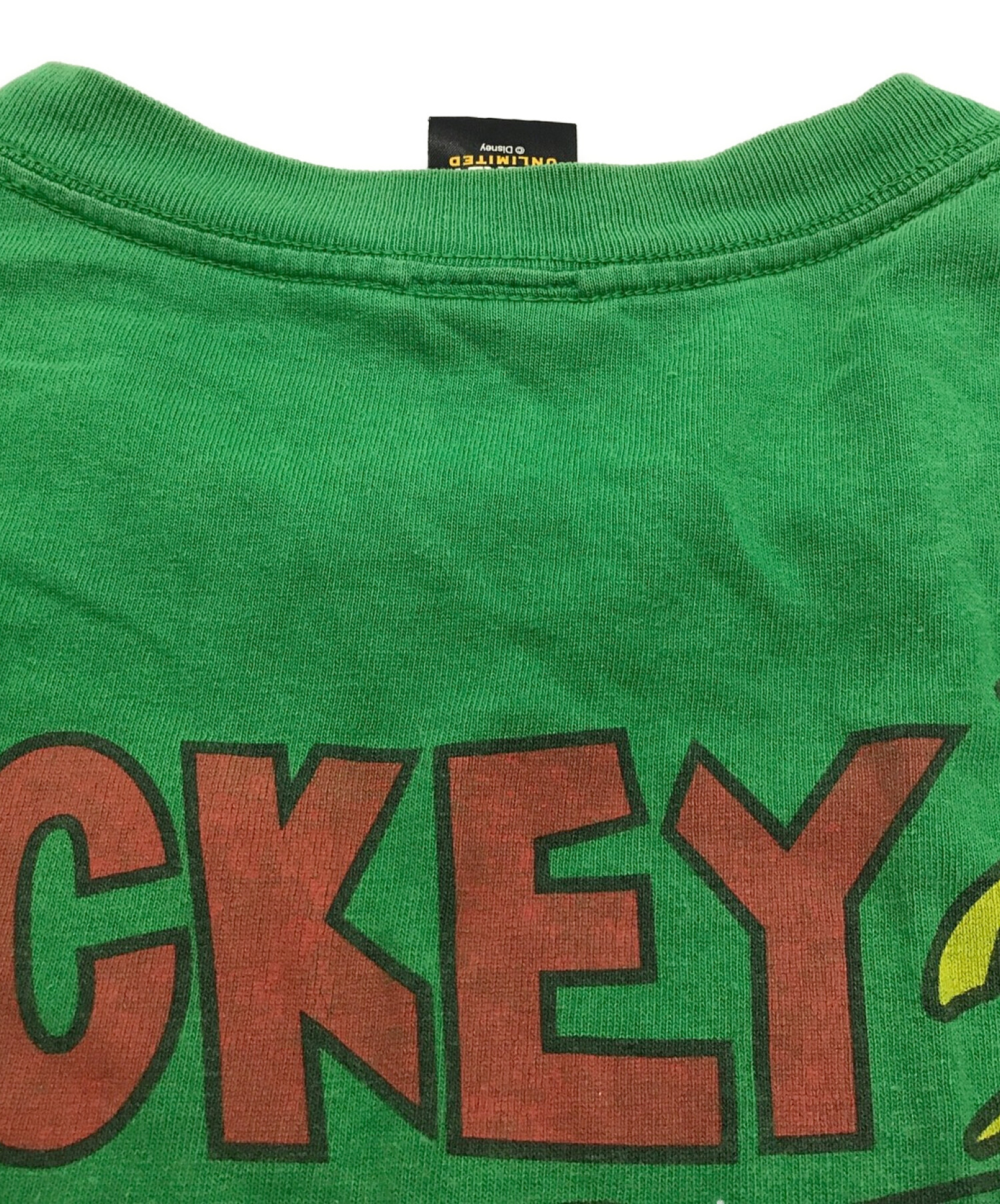 DISNEY (ディズニー) 90'SドレッドミッキープリントTシャツ グリーン サイズ:L