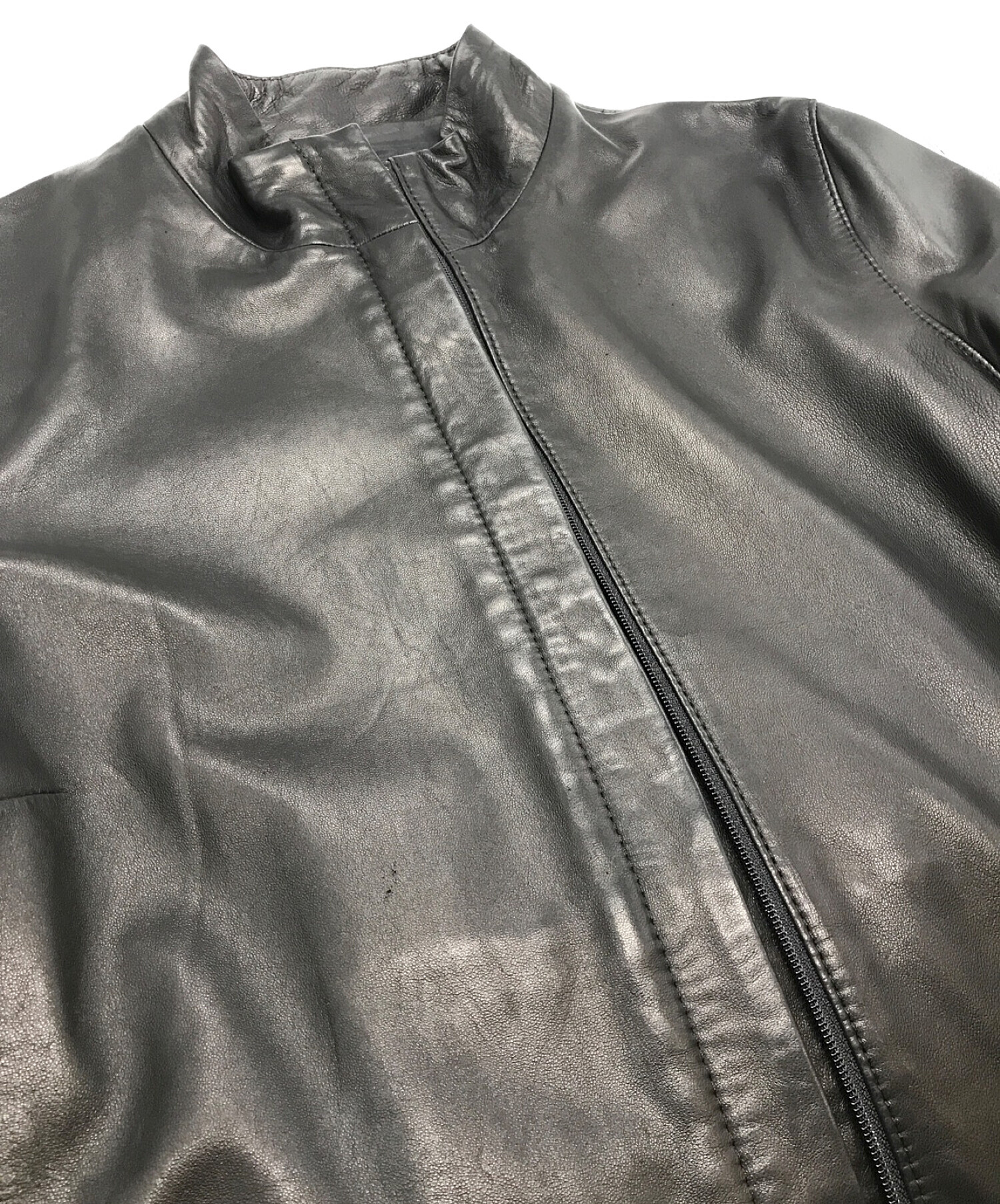 DKNY (ダナキャランニューヨーク) ラムレザージャケット ブラック サイズ:４