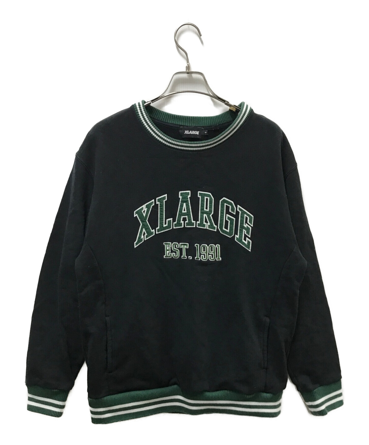 X-LARGE (エクストララージ) RIB LINE CREWNECK SWEAT ブラック サイズ:Ｓ