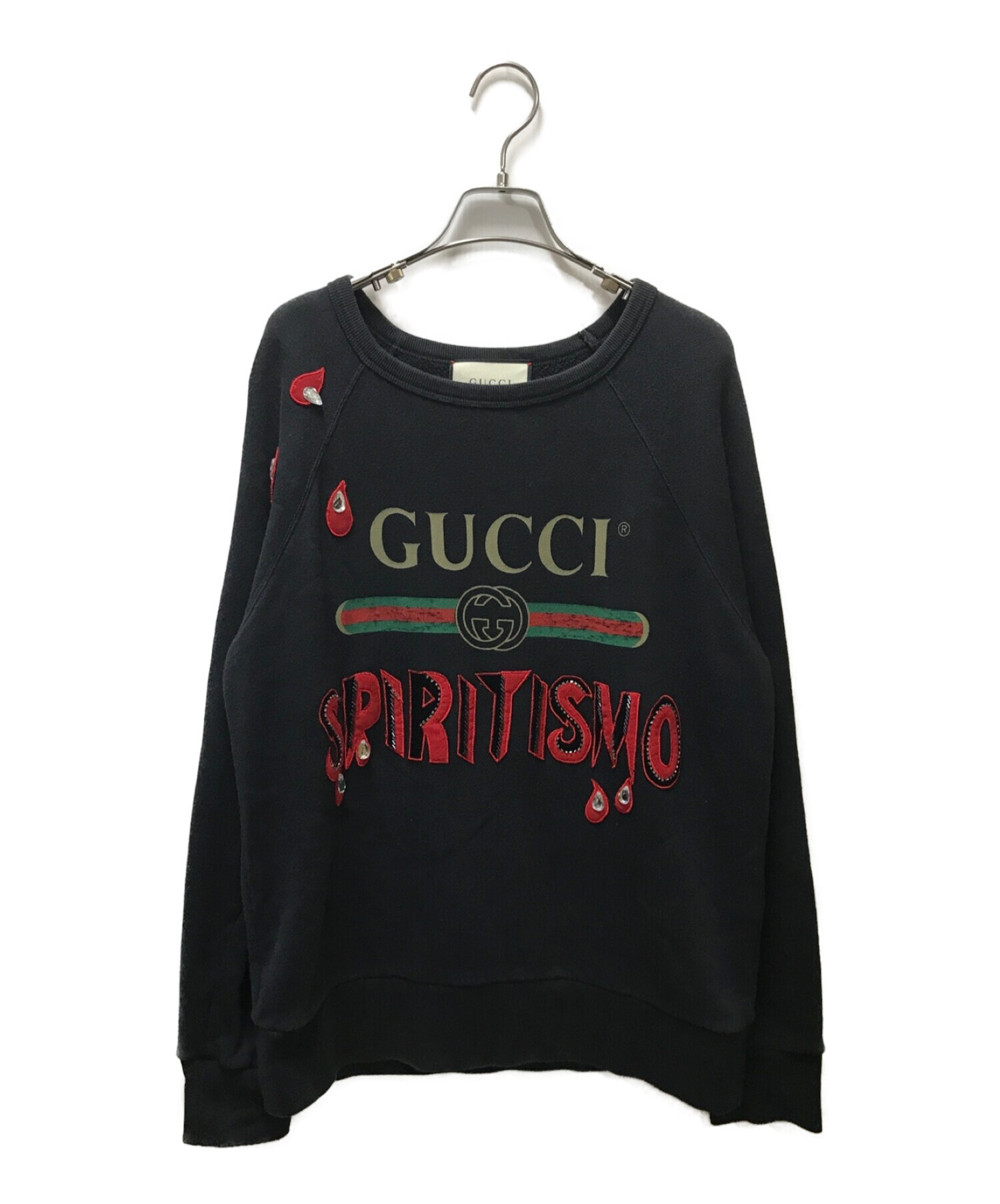 GUCCI (グッチ) SPIRITISMOワッペンオールドロゴスウェット ブラック サイズ:XS