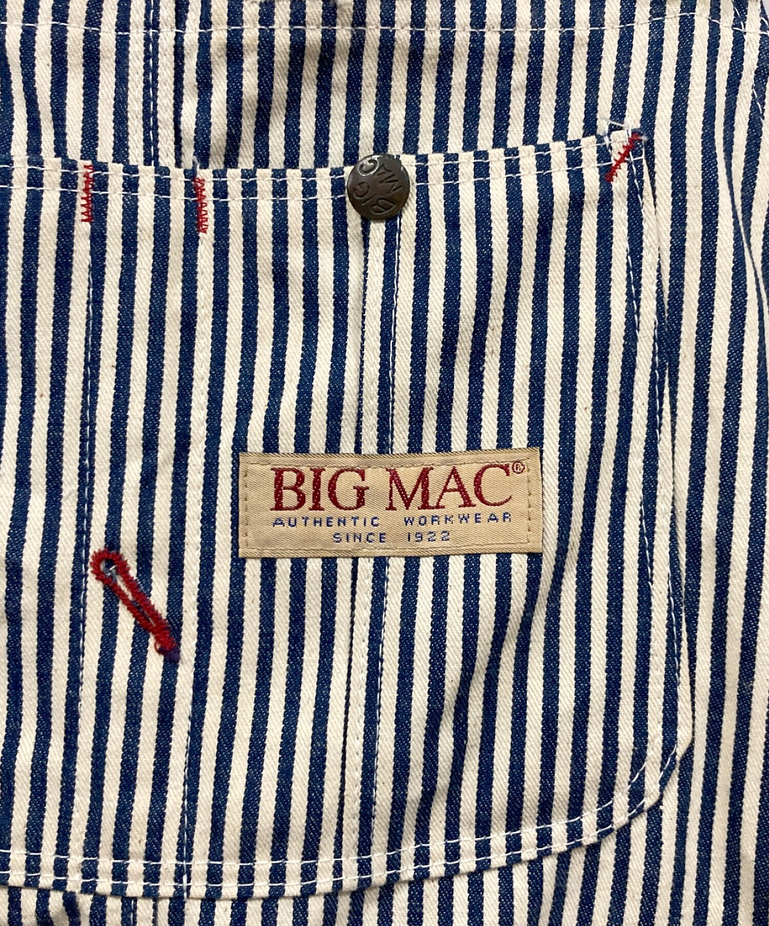 big mac (ビッグマック) 80s ヒッコリーオーバーオール ブルー サイズ:40×30