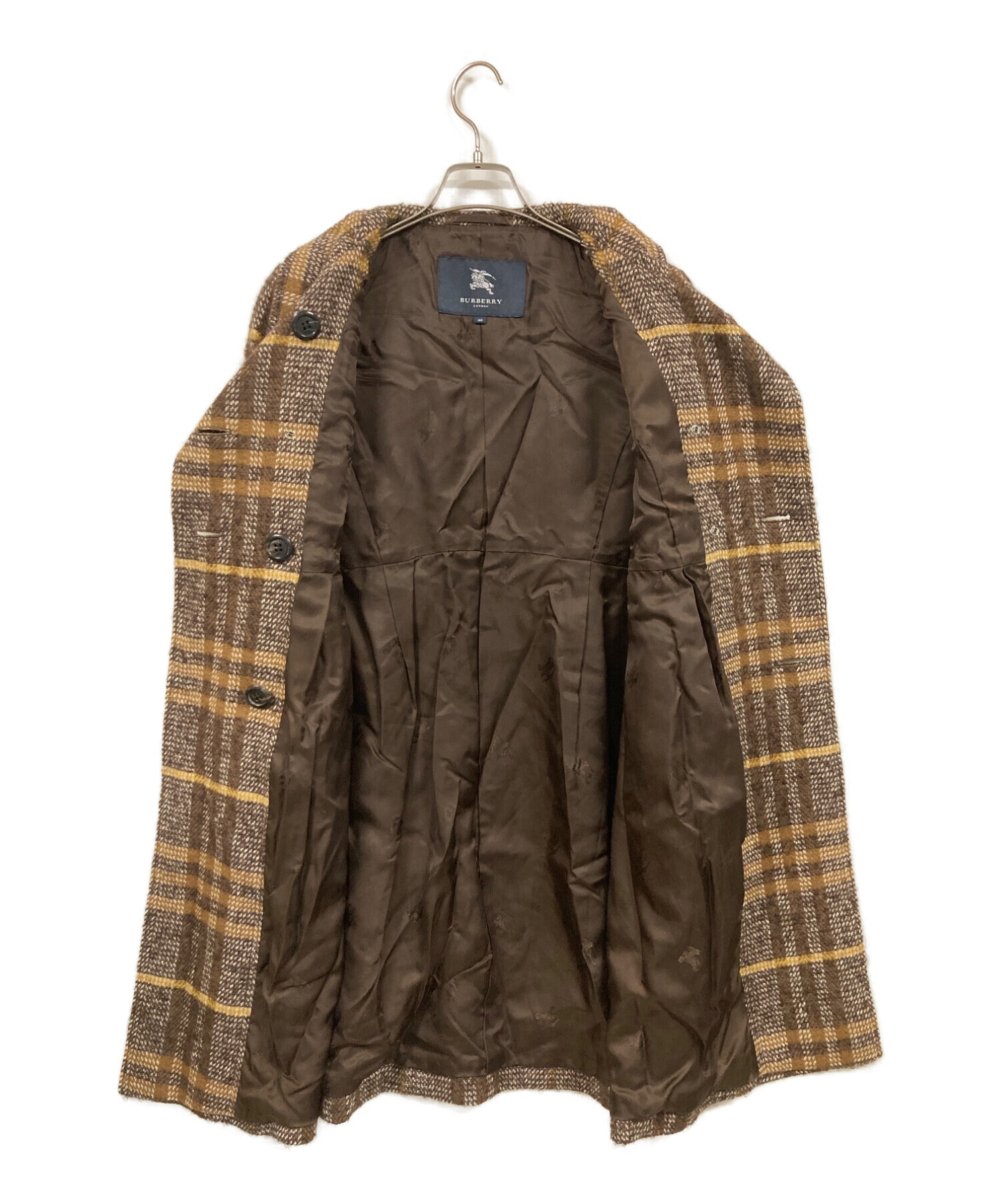 【中古・古着通販】BURBERRY LONDON (バーバリー ロンドン) モヘヤシルク混チェックコート ブラウン サイズ:40｜ブランド・古着通販  トレファク公式【TREFAC FASHION】スマホサイト