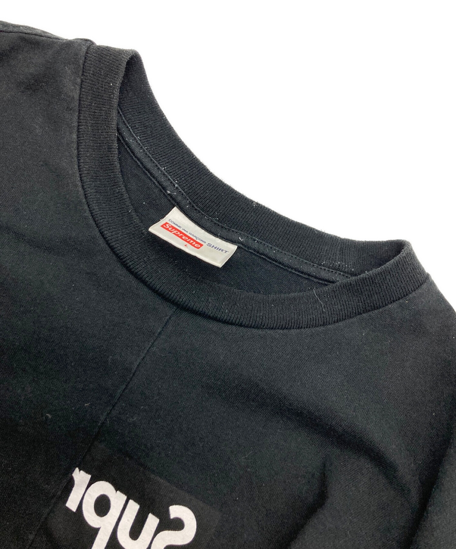 SUPREME (シュプリーム) COMME des GARCONS SHIRT (コムデギャルソンシャツ) Split Box Logo Tee  ブラック サイズ:Ｌ