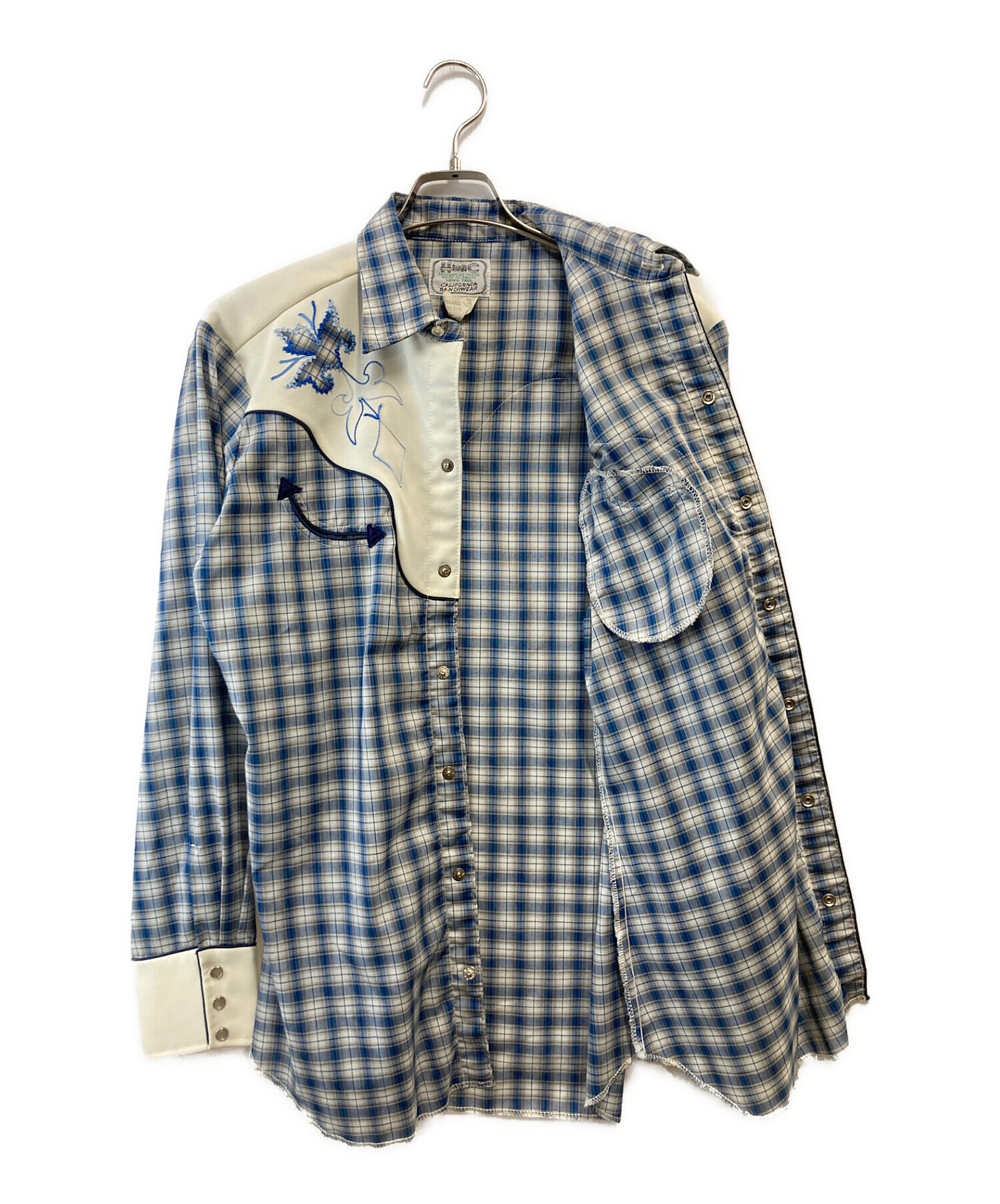 H BAR C (エイチバーシー) 70's チェックウエスタンシャツ ブルー×ホワイト サイズ:15 1/2