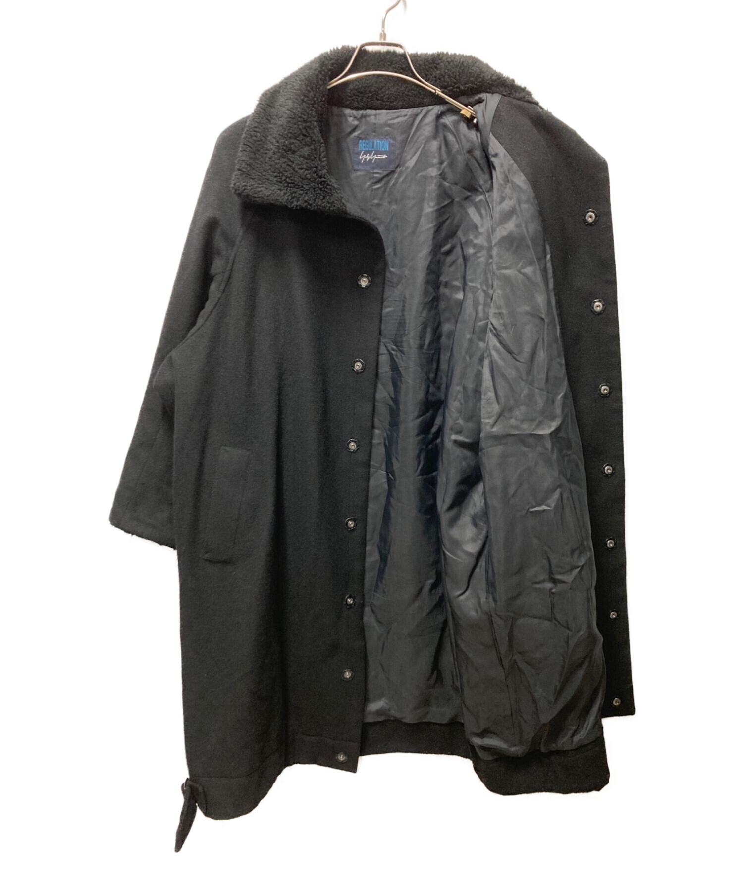 【中古・古着通販】REGULATION Yohji Yamamoto (レギュレーションヨウジヤマモト) MELTON R-B3 LONG-COAT  ブラック サイズ:2｜ブランド・古着通販 トレファク公式【TREFAC FASHION】スマホサイト