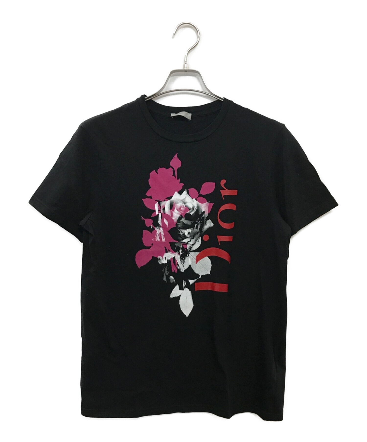 Christian Dior (クリスチャン ディオール) ローズプリントtシャツ ブラック サイズ:Ｍ