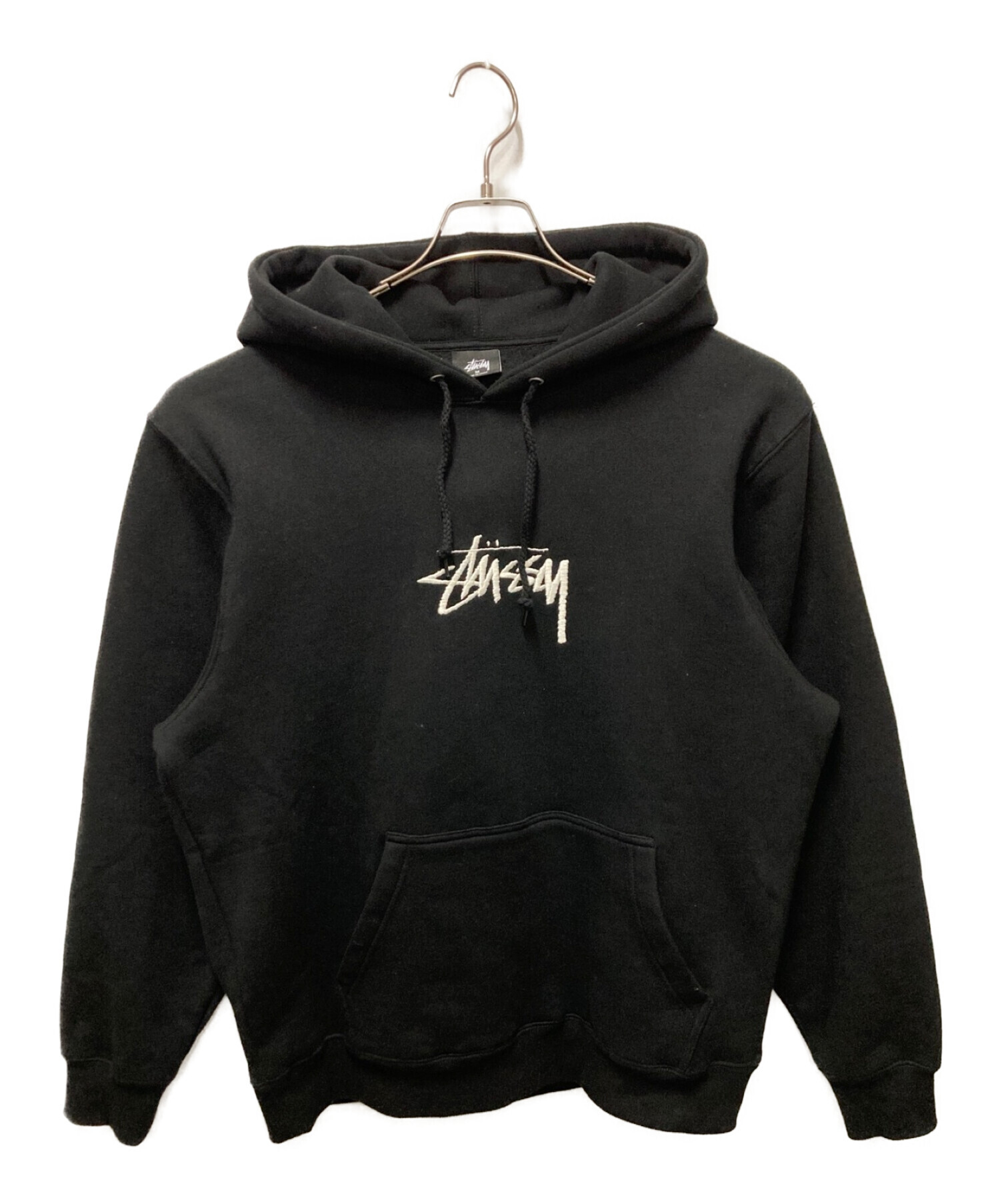 中古・古着通販】stussy (ステューシー) ロゴ刺繍パーカー ブラック