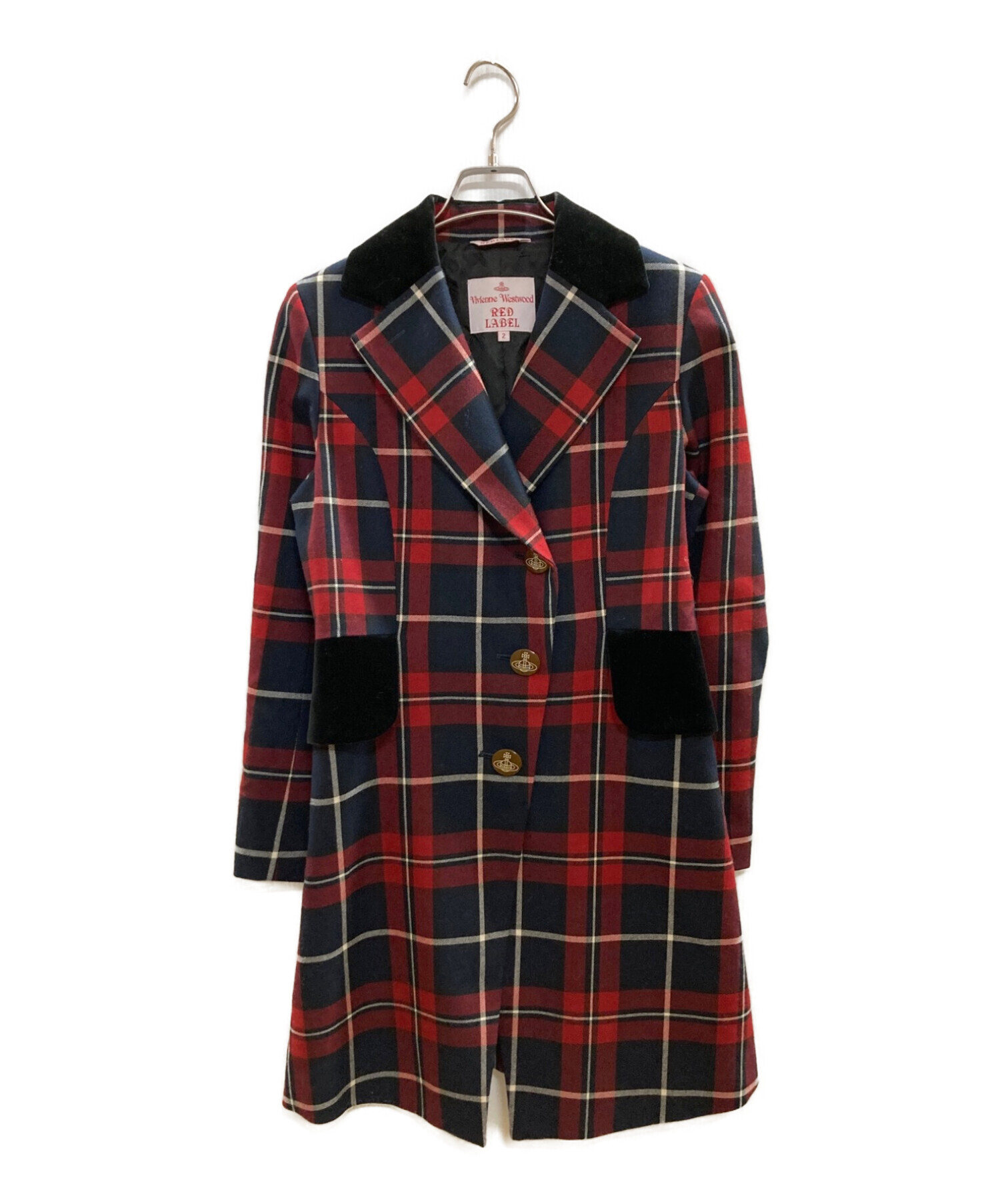 サイズ2Vivienne Westwood ウールコート　赤チェック