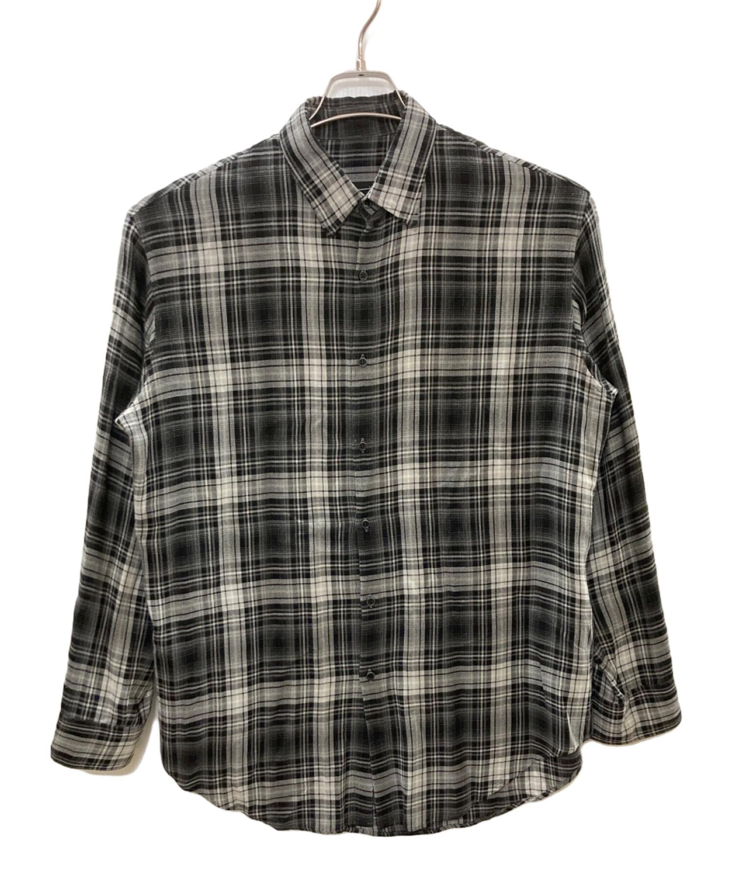 LAD MUSICIAN (ラッドミュージシャン) STANDARD SHIRT RAYON OMBRE CHECK ブラック サイズ:46