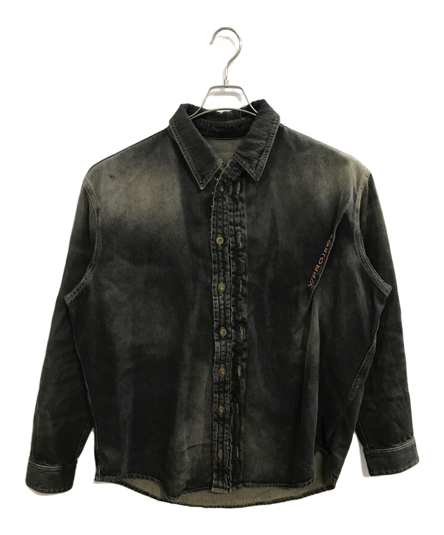 Y. PROJECT (ワイプロジェクト) HOOK AND EYE DENIM SHIRT/Y. PROJECT/24SS ブラック サイズ:Ｍ