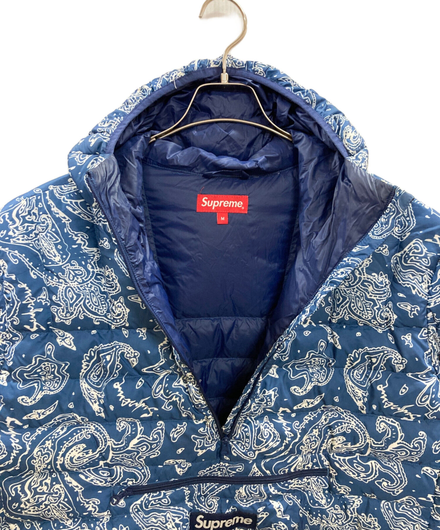 中古・古着通販】SUPREME (シュプリーム) Micro Down Half Zip Hooded Pullover Blue Paisley  ネイビー サイズ:Ｍ｜ブランド・古着通販 トレファク公式【TREFAC FASHION】スマホサイト