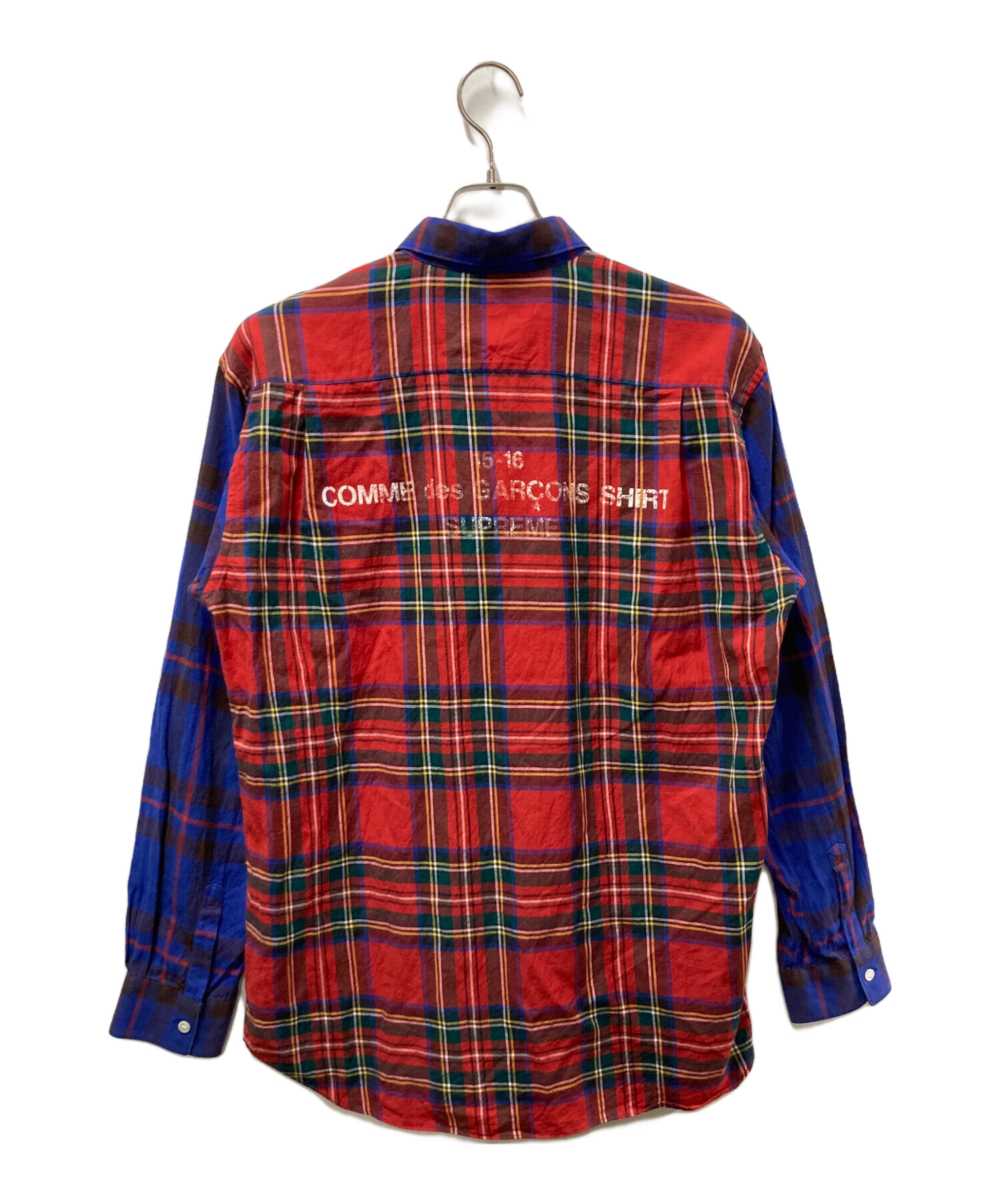 中古・古着通販】COMME des GARCONS SHIRT (コムデギャルソンシャツ) SUPREME (シュプリーム) ドッキングチェックシャツ  ブルー×レッド サイズ:Ｍ｜ブランド・古着通販 トレファク公式【TREFAC FASHION】スマホサイト