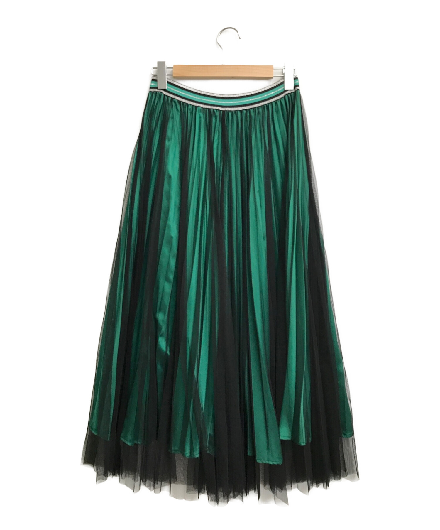 AULA AILA (アウラアイラ) レイヤードプリーツスカート グリーン×ブラック サイズ:-