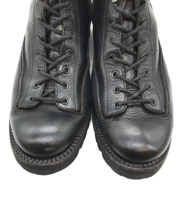 低価大得価未使用 ジュンハシモト ミリタリーバックジップブーツ ブラック 26.5 本革 靴