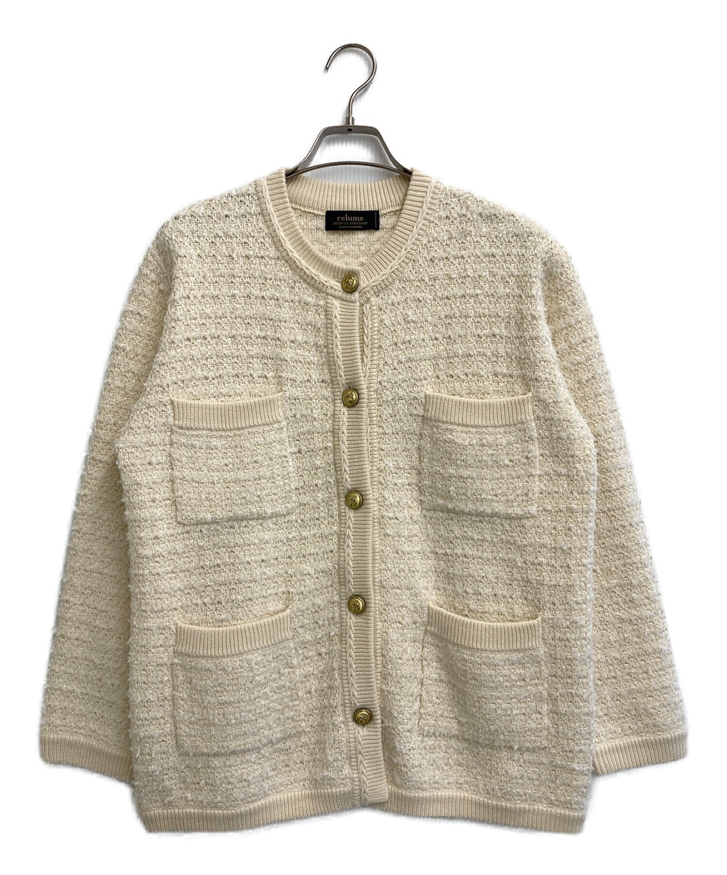 JOURNAL STANDARD relume (ジャーナルスタンダード レリューム) TWEEDY KNITジャケット ホワイト サイズ:F