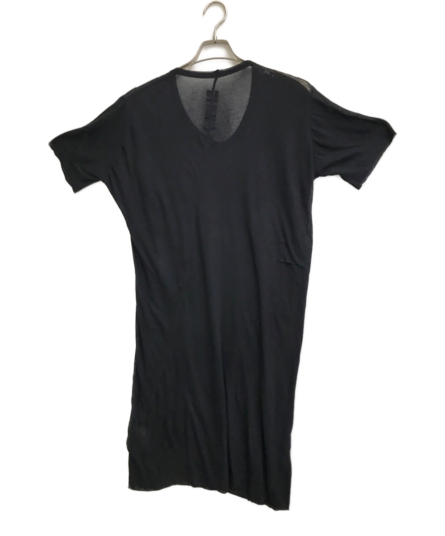 RICK OWENS (リックオウエンス) ロング丈Tシャツ ブラック サイズ:S