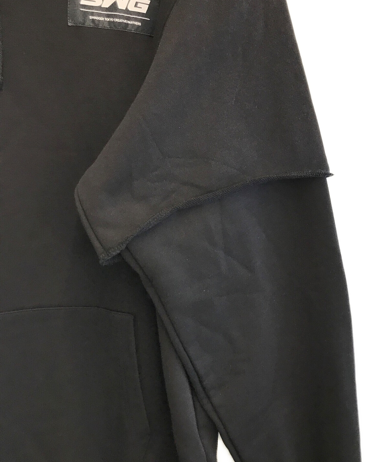 袖丈73cmswagger スワッガー　パーカー　ミリタリー　バレット　刺繍　2XL 黒