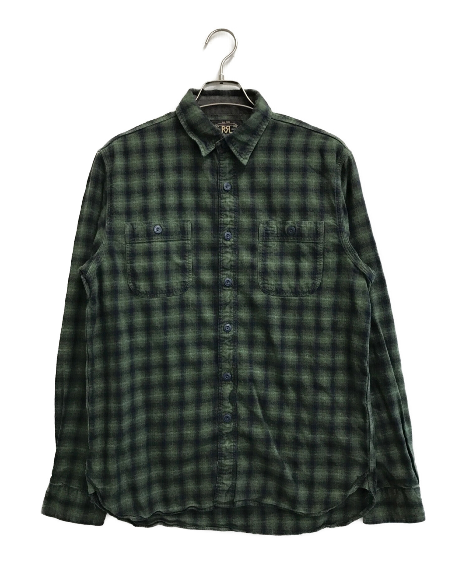 RRL (ダブルアールエル) チェックシャツ グリーン サイズ:M