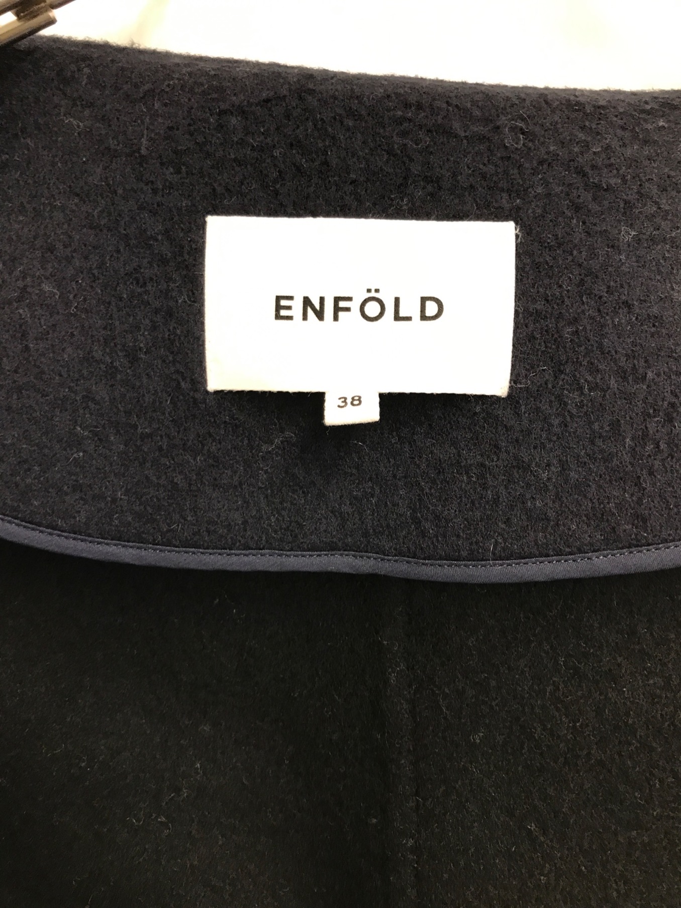 ENFOLD (エンフォルド) リバーウールガウンコート ネイビー サイズ:38