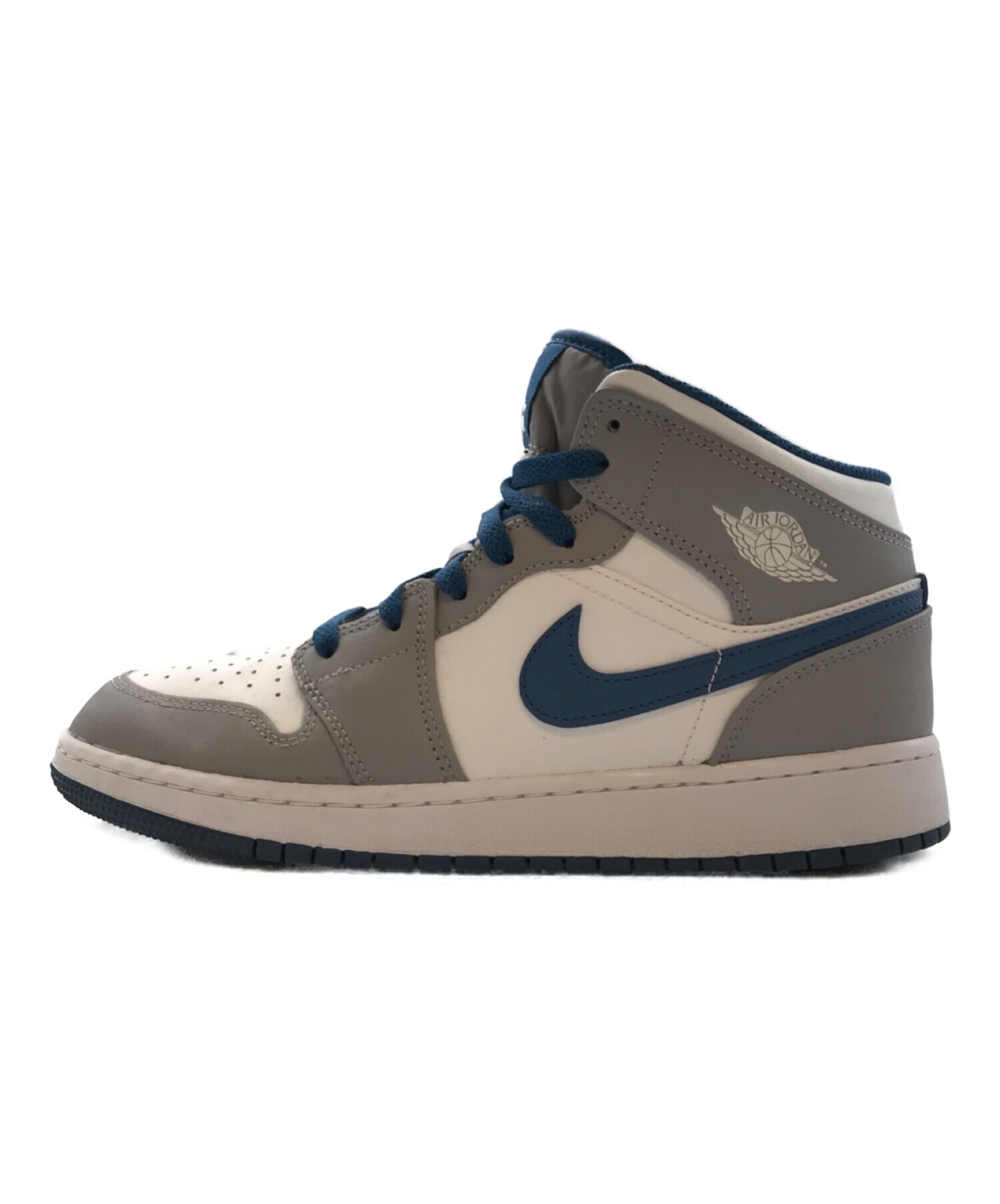 NIKE (ナイキ) AIR JORDAN 1 MID GS ホワイト×ブルー×グレー サイズ:25cm