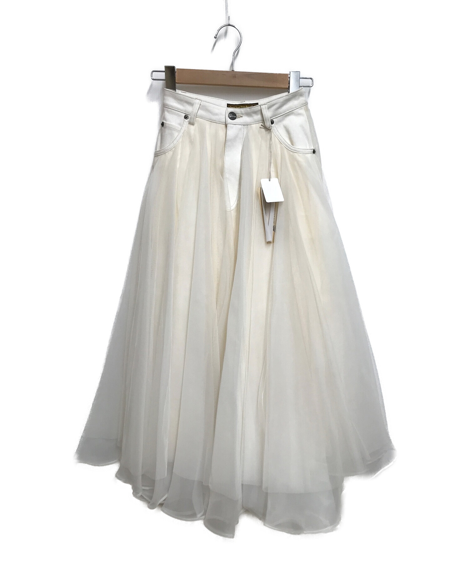Belle vintage (ベル ヴィンテージ) デニムドッキングボリュームチュールスカート ホワイト サイズ:S 未使用品