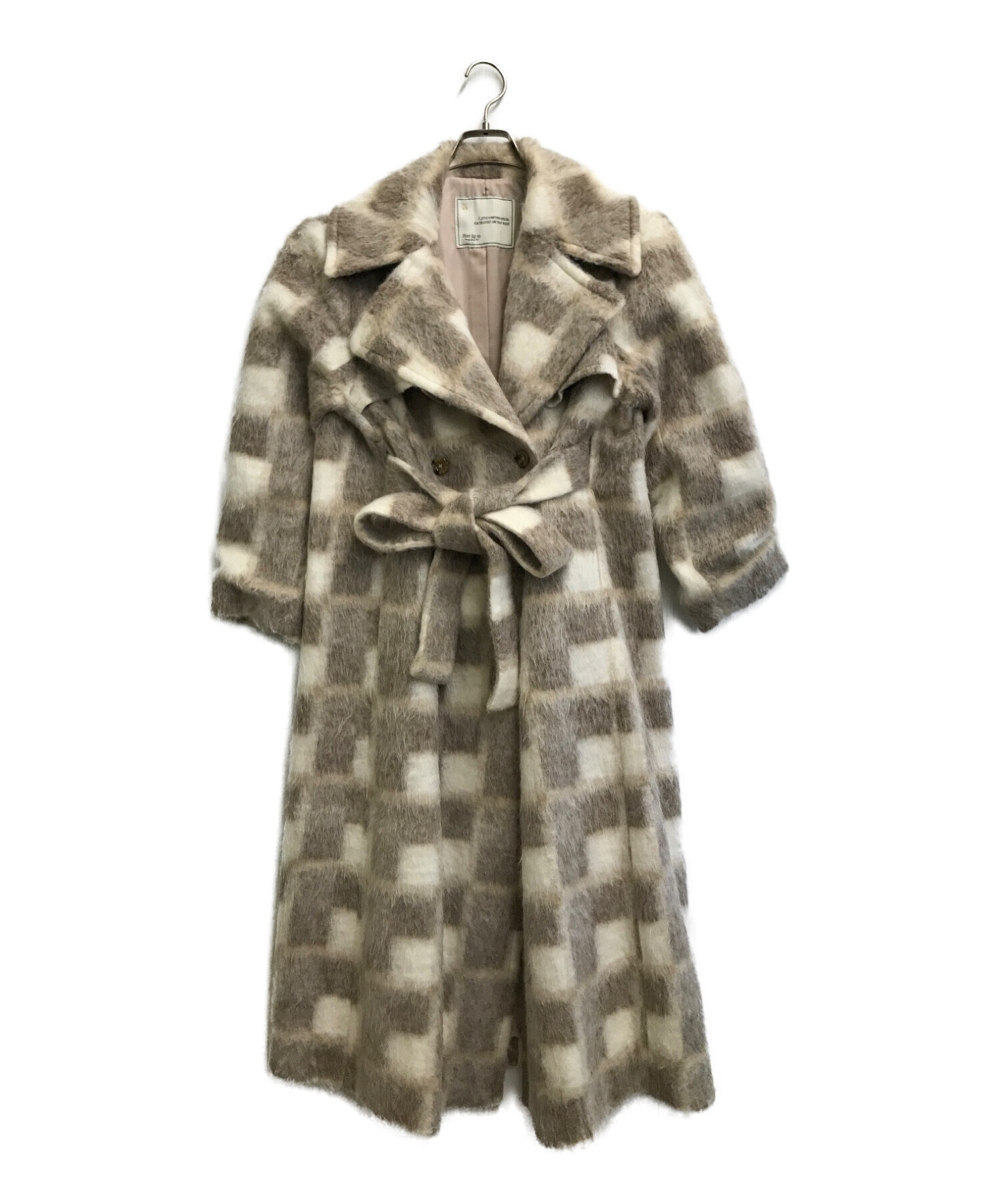 Herlipto Belted checked wool blend coat - fawema.org