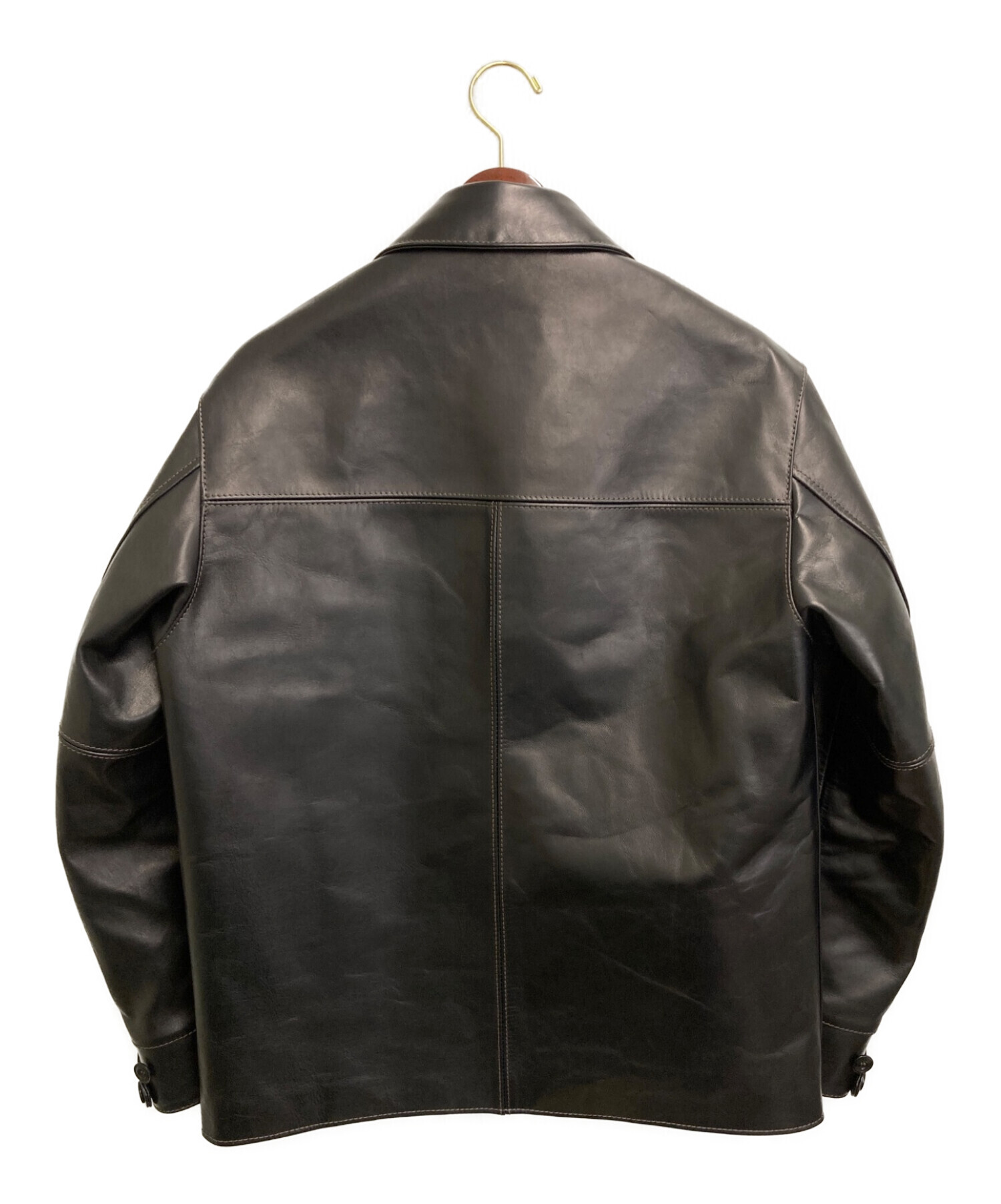 Y'2 leather (ワイツーレザー) ホースハイドカーコート ブラック サイズ:42