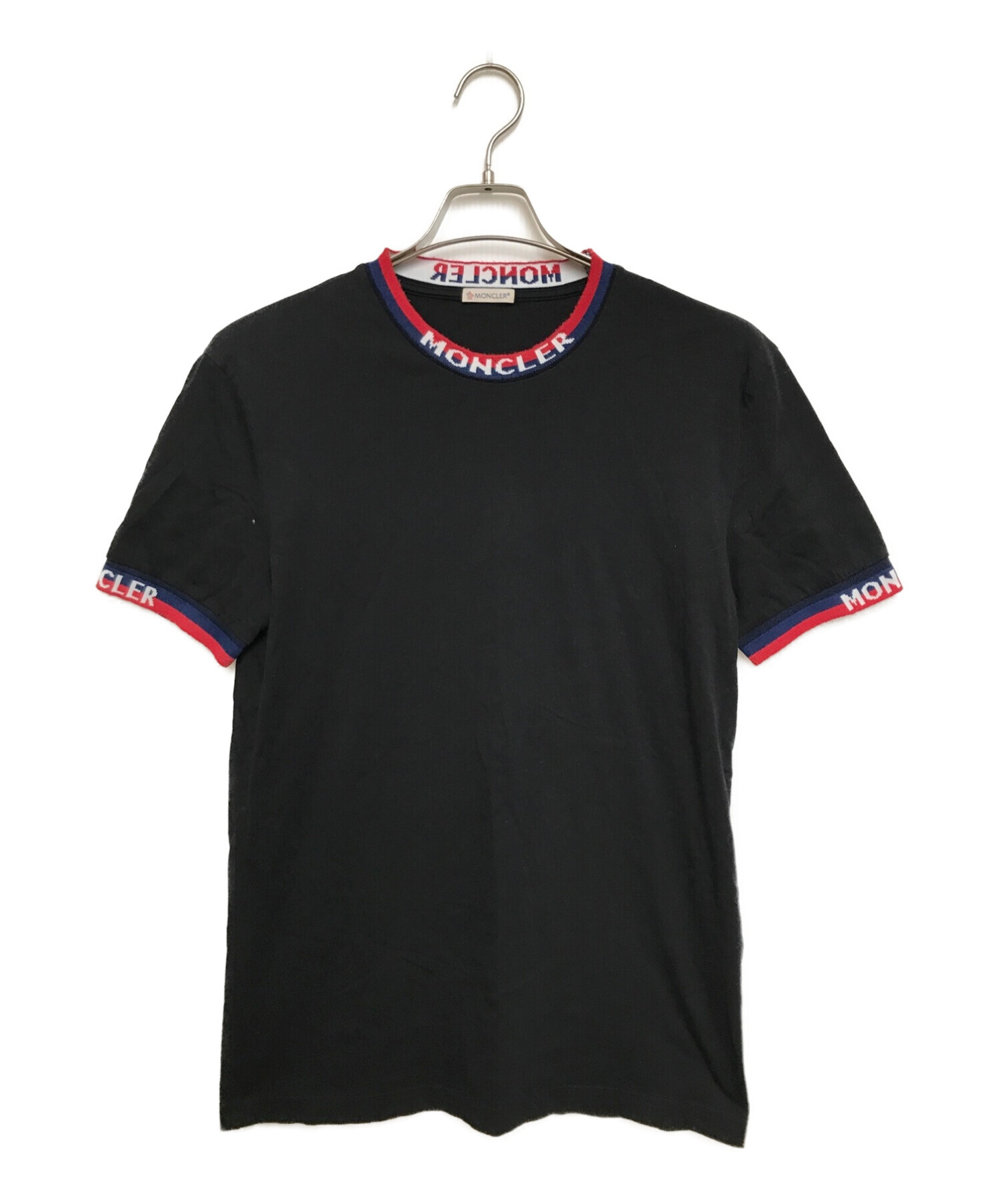 MONCLER (モンクレール) Moncler logo stripe crew neck T-shirt ブラック サイズ:M